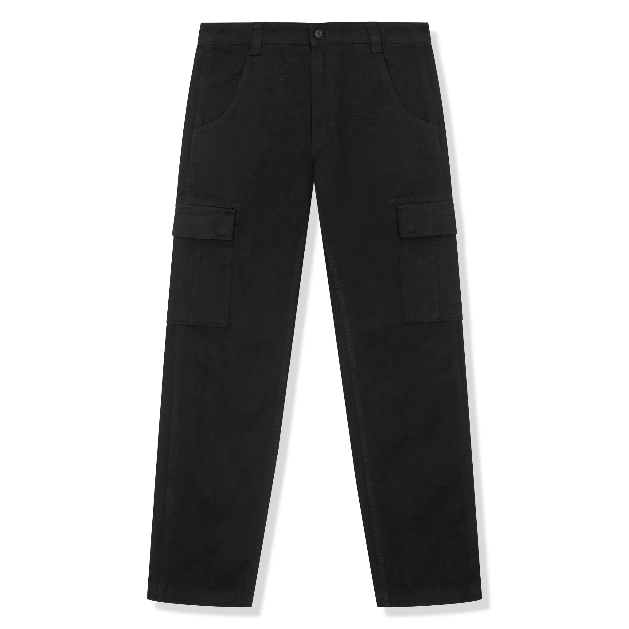 Front view of SIARR Black Denim Cargo Pants