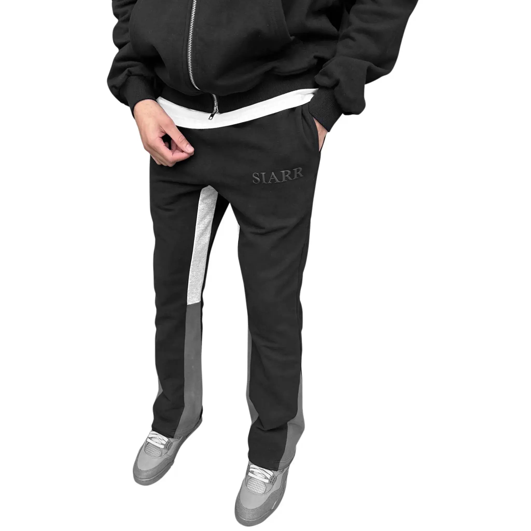 Model view of SIARR Black Flared Joggers