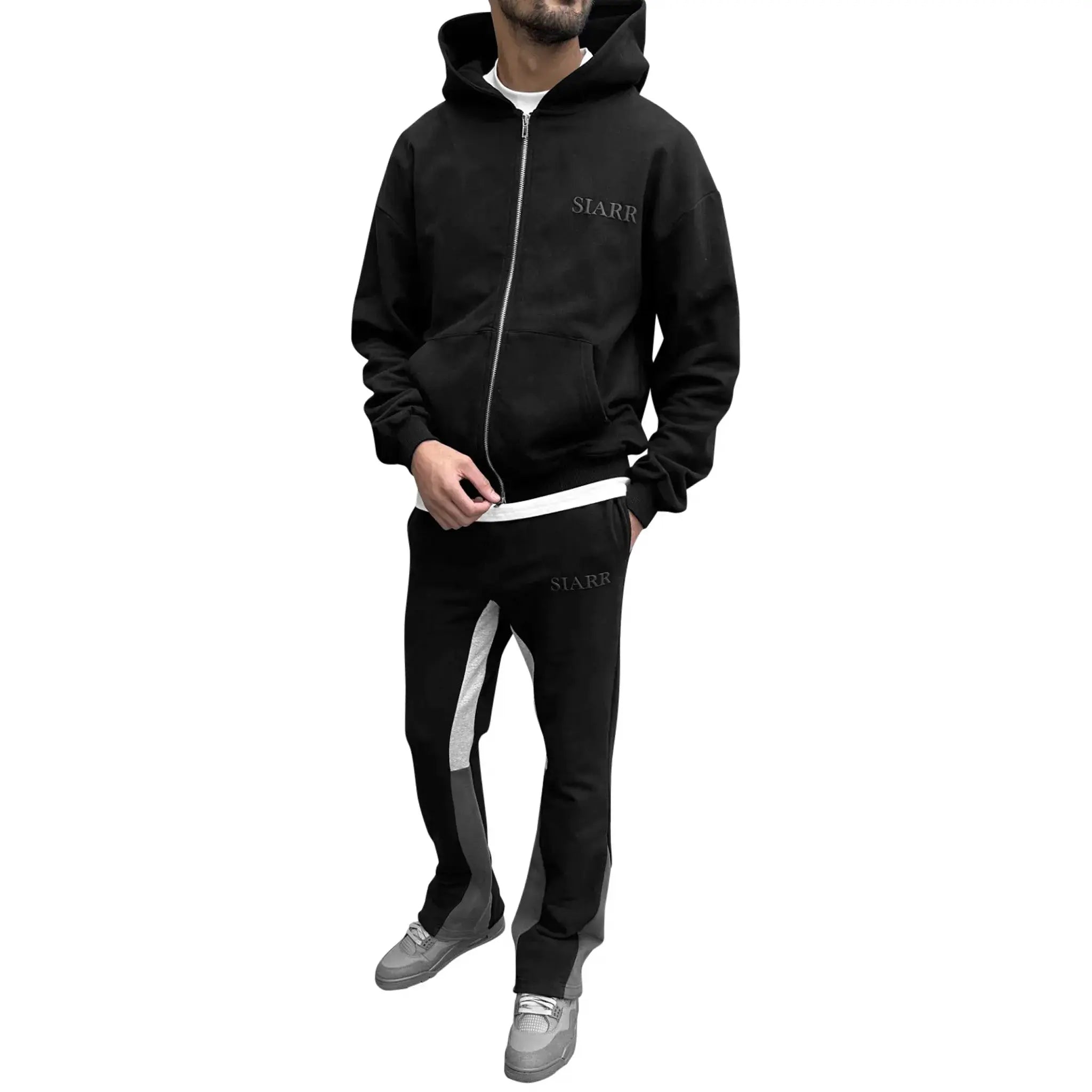 SIARR Black Zip-Up Hoodie