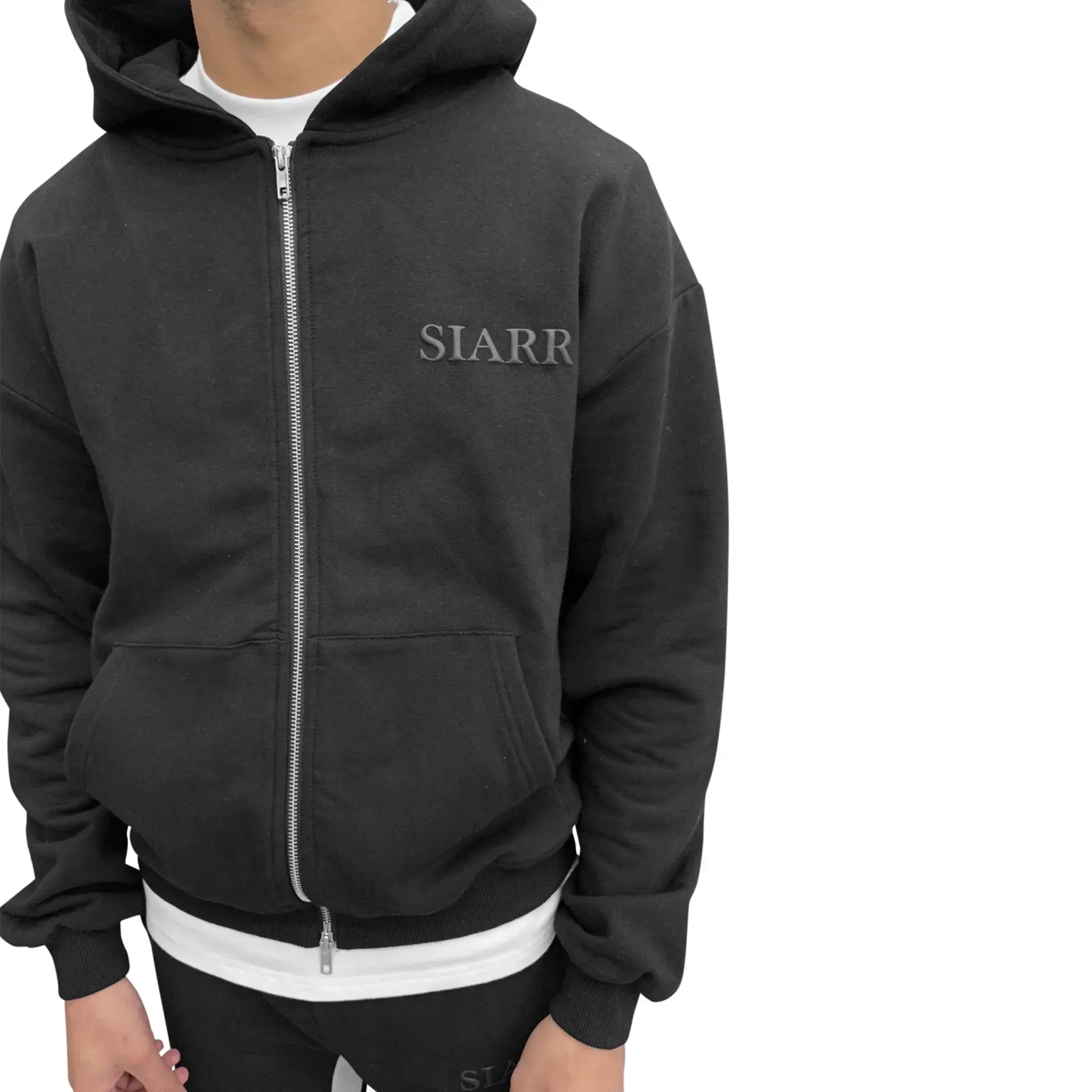 SIARR Black Zip-Up Hoodie