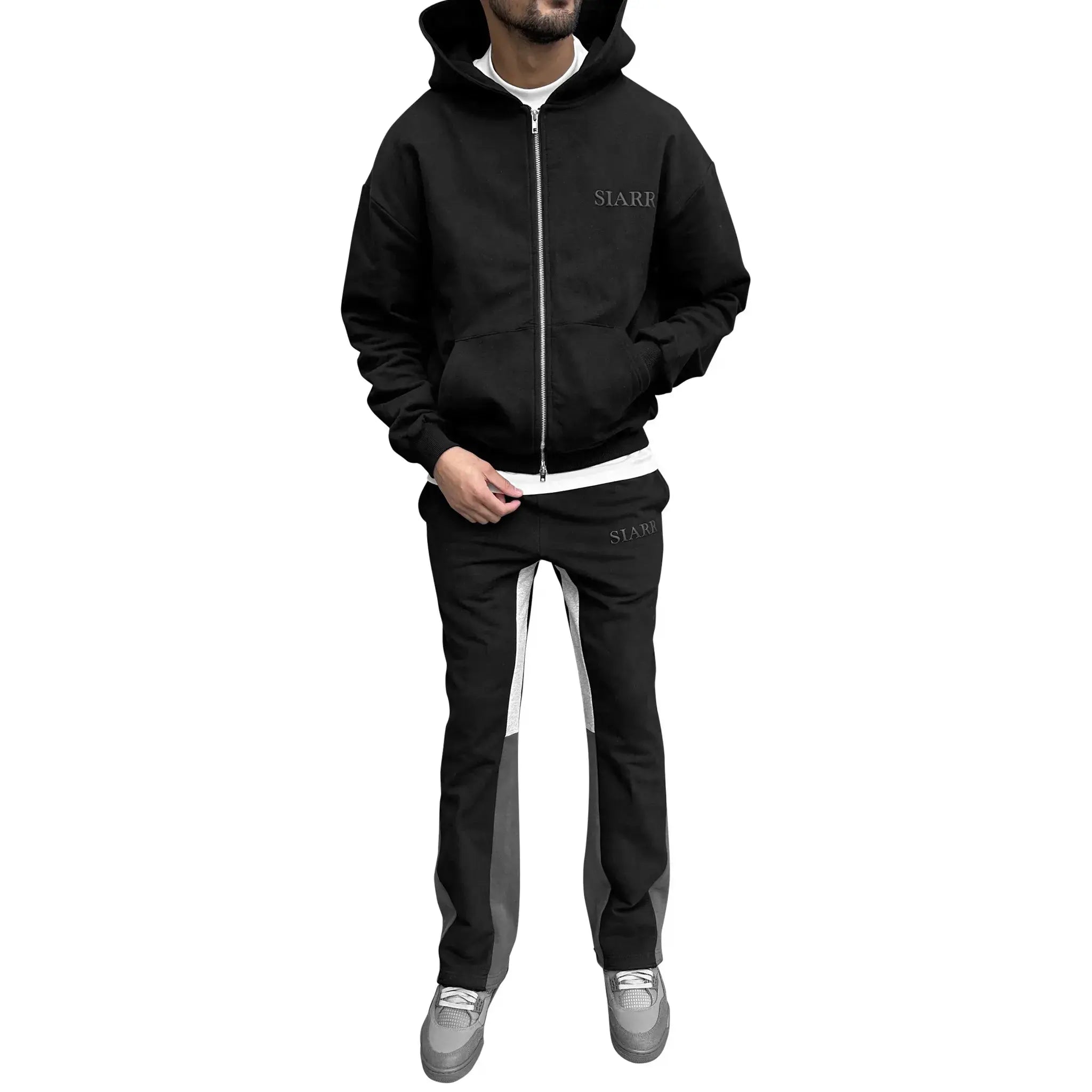 SIARR Black Zip-Up Hoodie