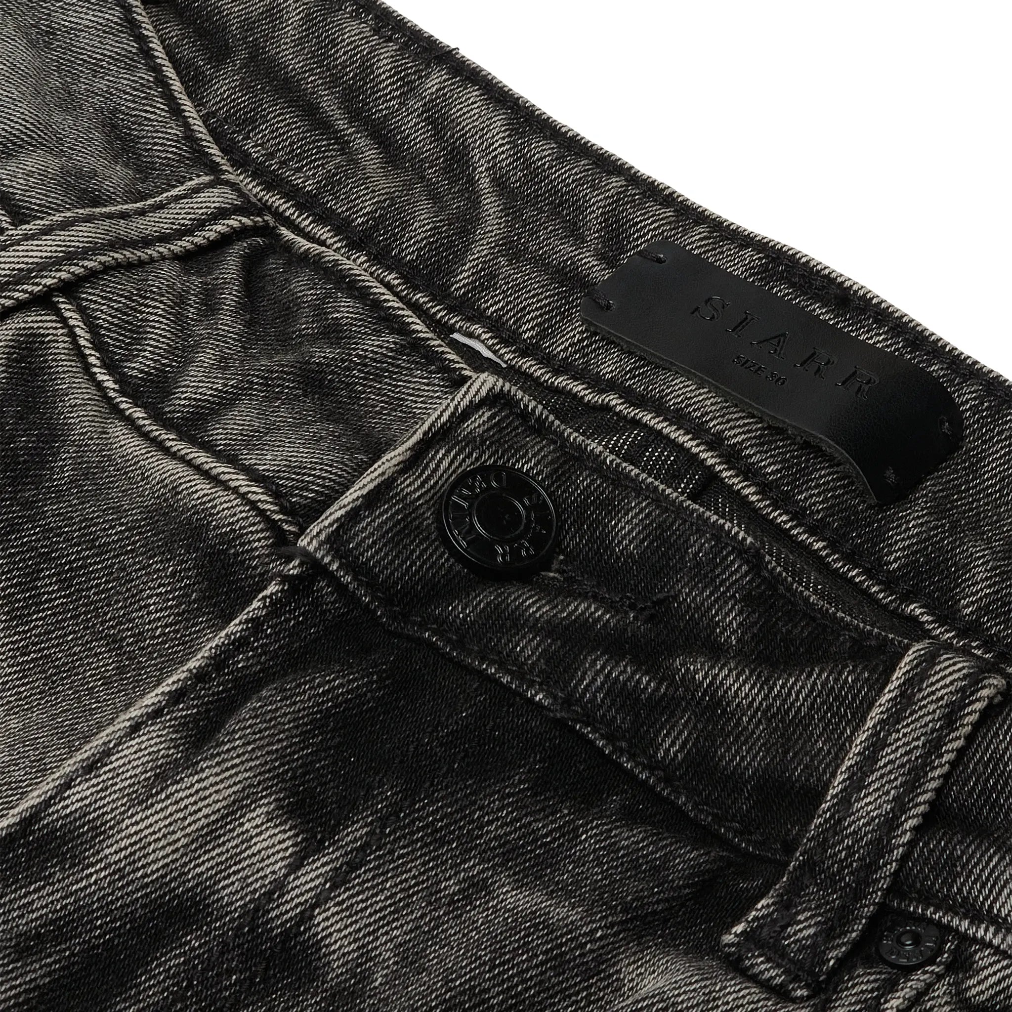 Waist view of SIARR Flared Jeans Dark Grey 