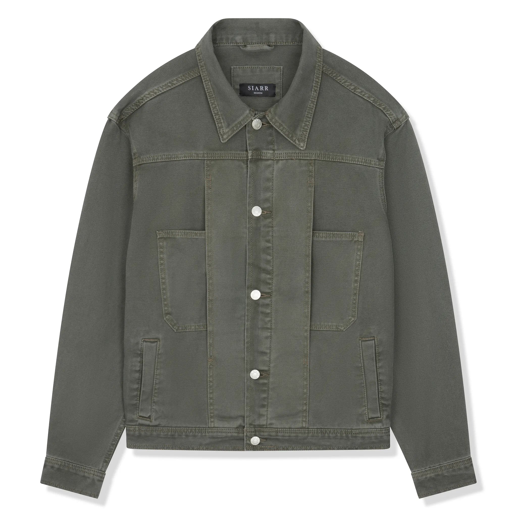 Front view of SIARR Green Denim Jacket