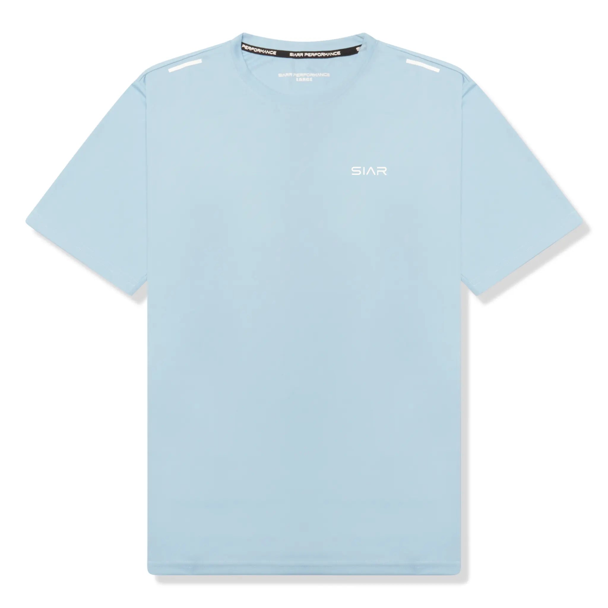 Front view of SIARR Performance Baby Blue T Shirt