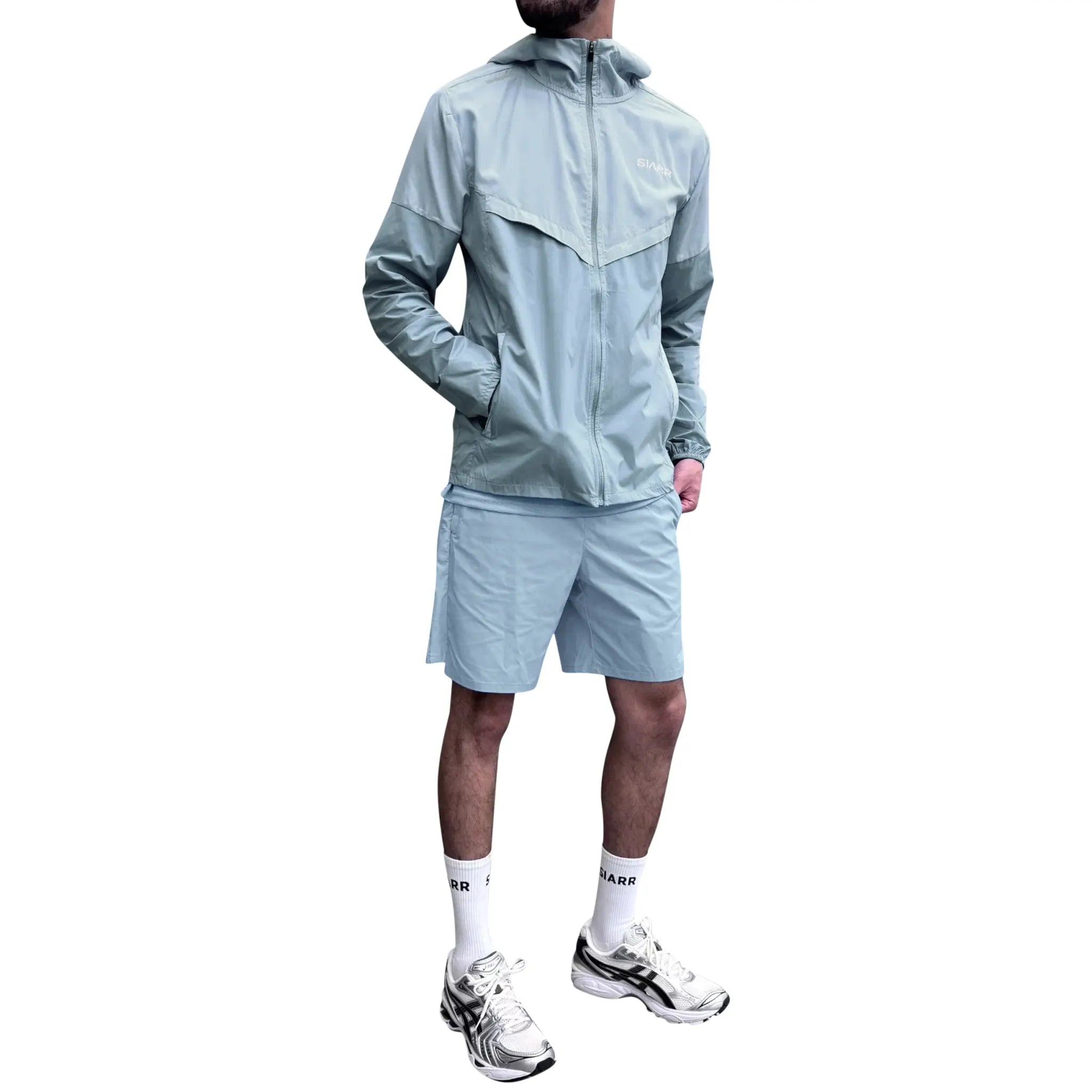 Model view of Siarr Performance Baby Blue Windrunner