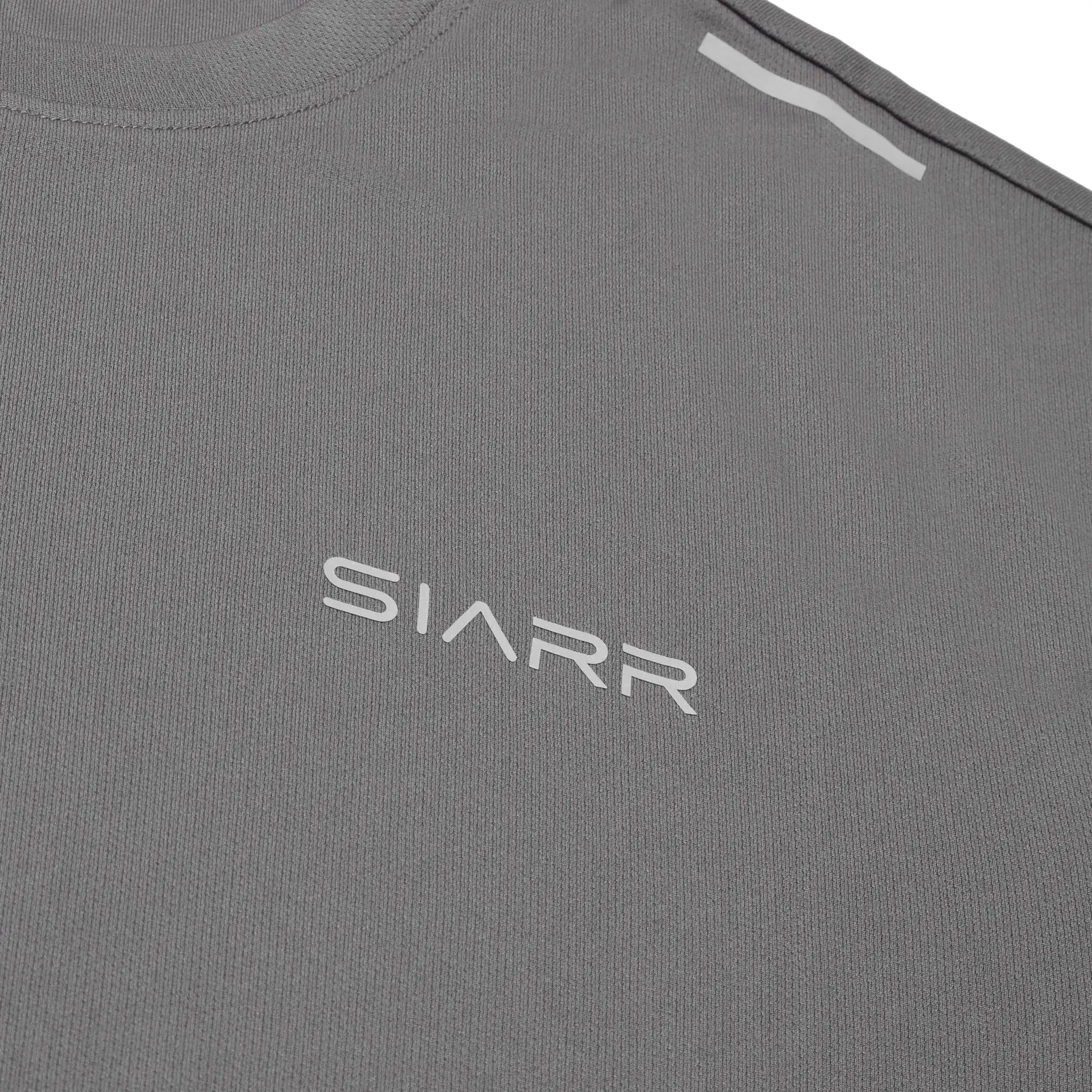 Chest view of SIARR Performance Grey T Shirt 