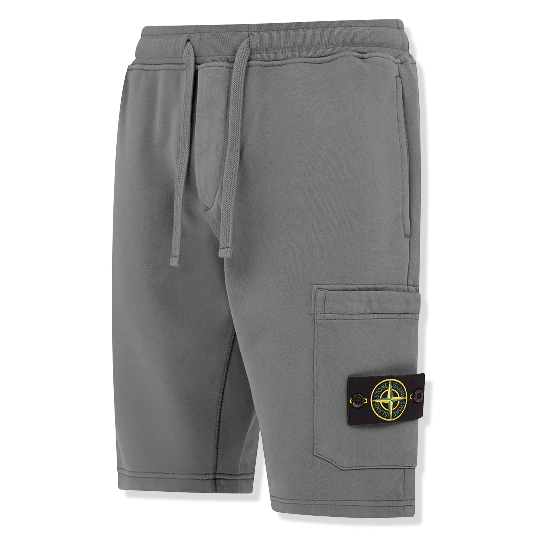 Front Side view of Stone Island Cargo Bermuda Grey Shorts