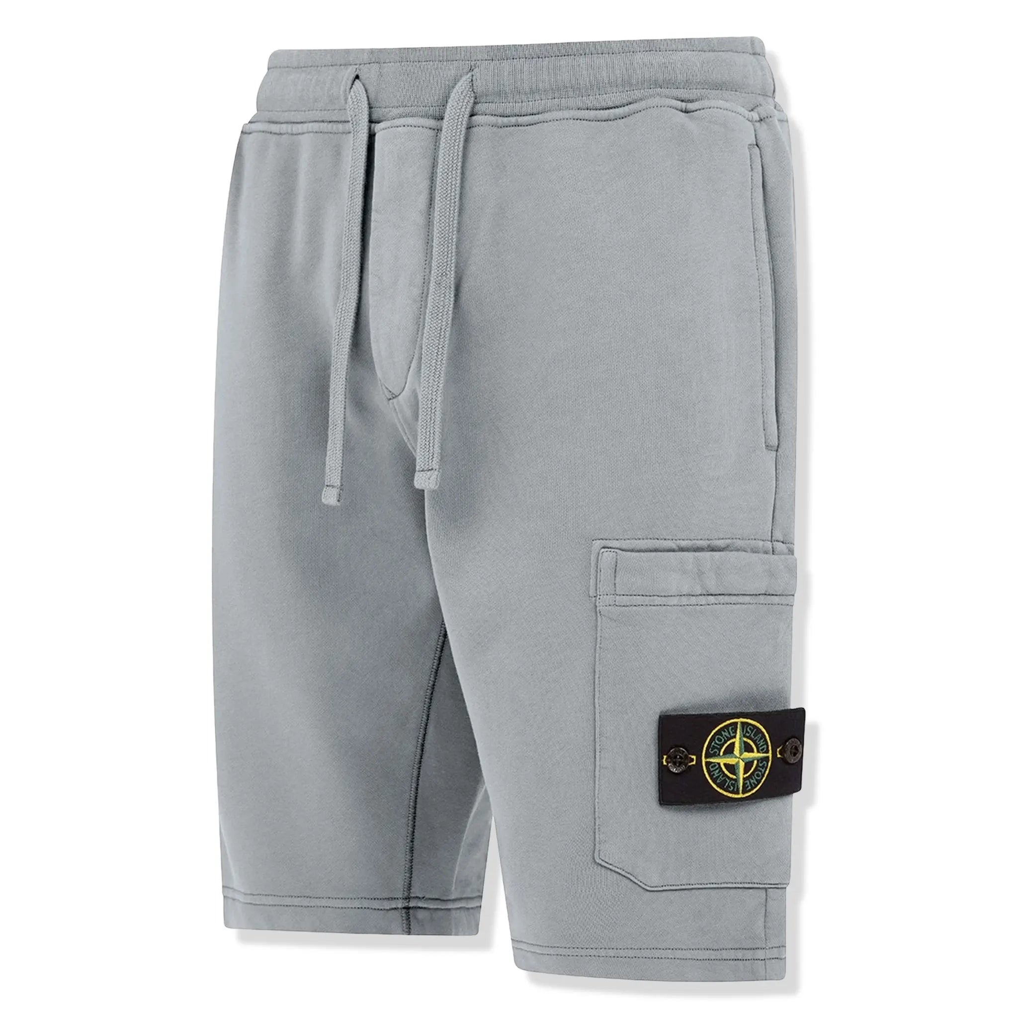 Front Side view of Stone Island Cargo Bermuda Light Grey Shorts