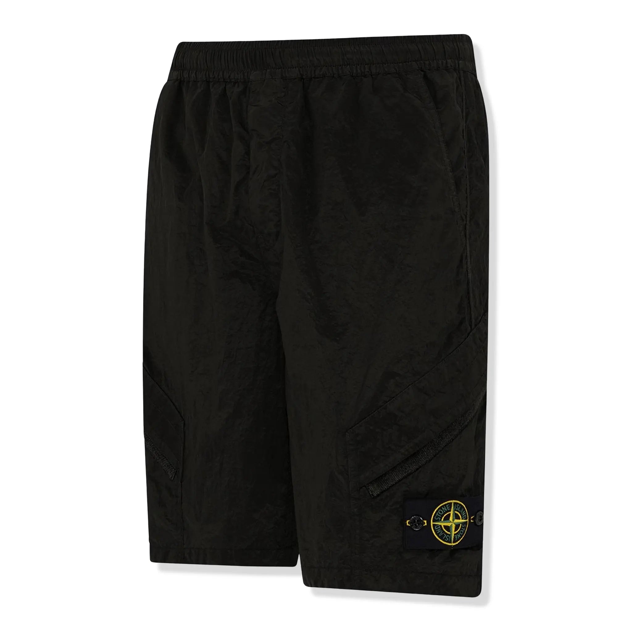 Front Side view of Stone Island Nylon Metal Black Shorts