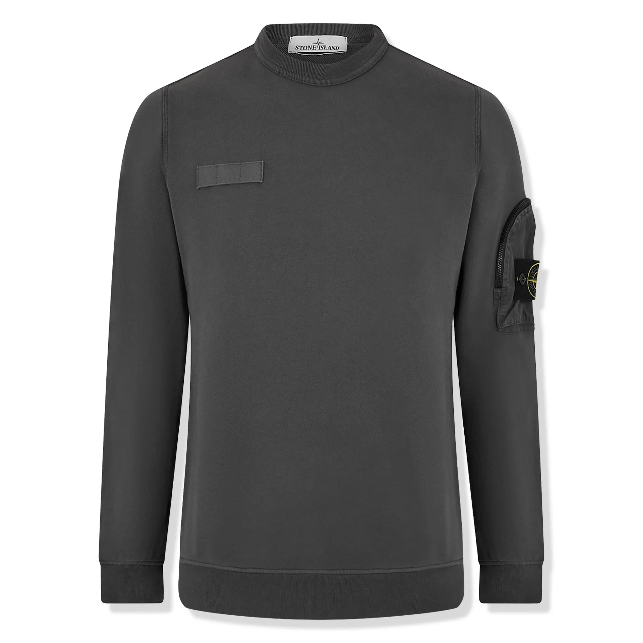 Front view of Stone Island Zip-Pocket Anthracite Cube-shaped Sweatshirt K1S156100003S0123V0065