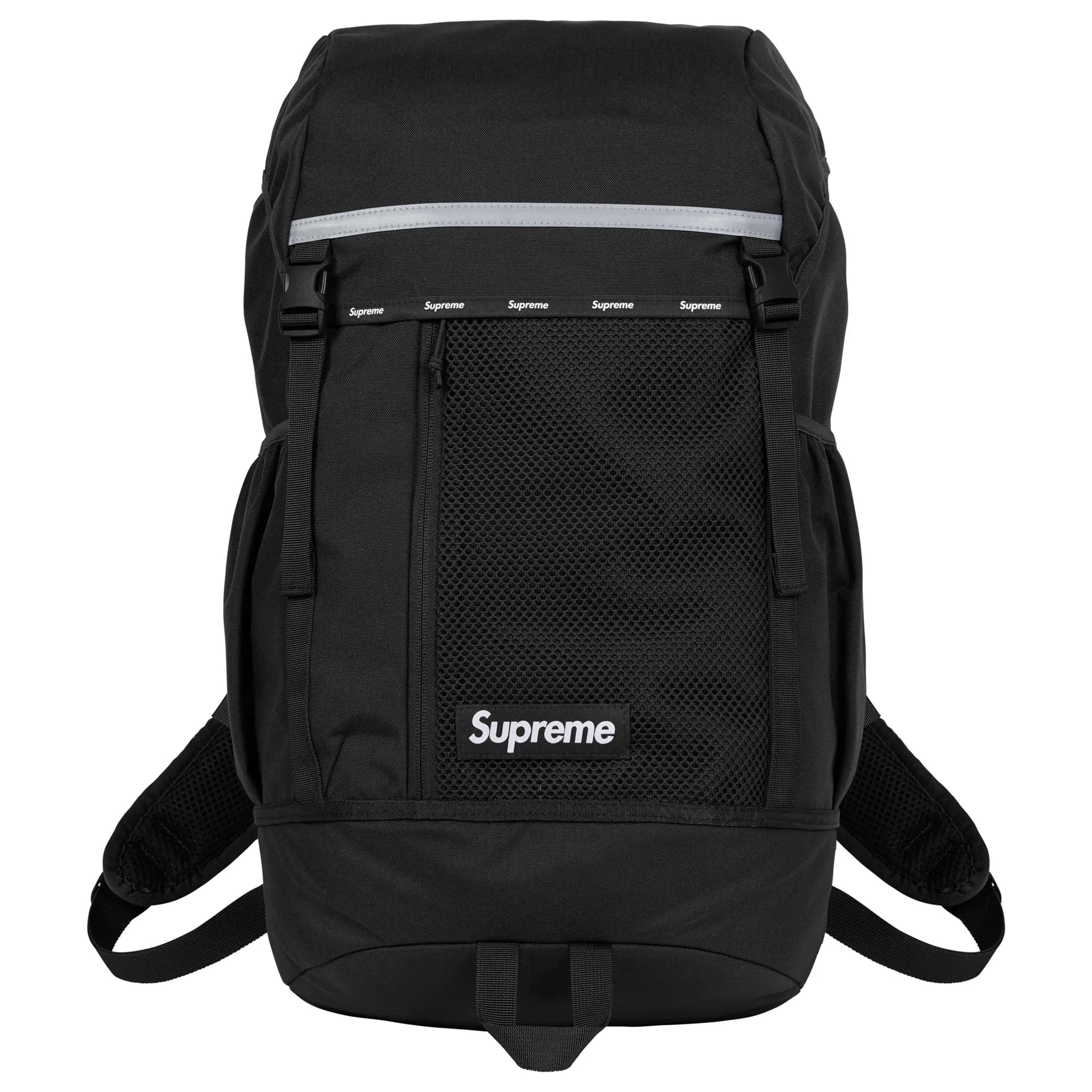 Front view of Supreme Black Backpack (FW24) FW24B4 BLACK