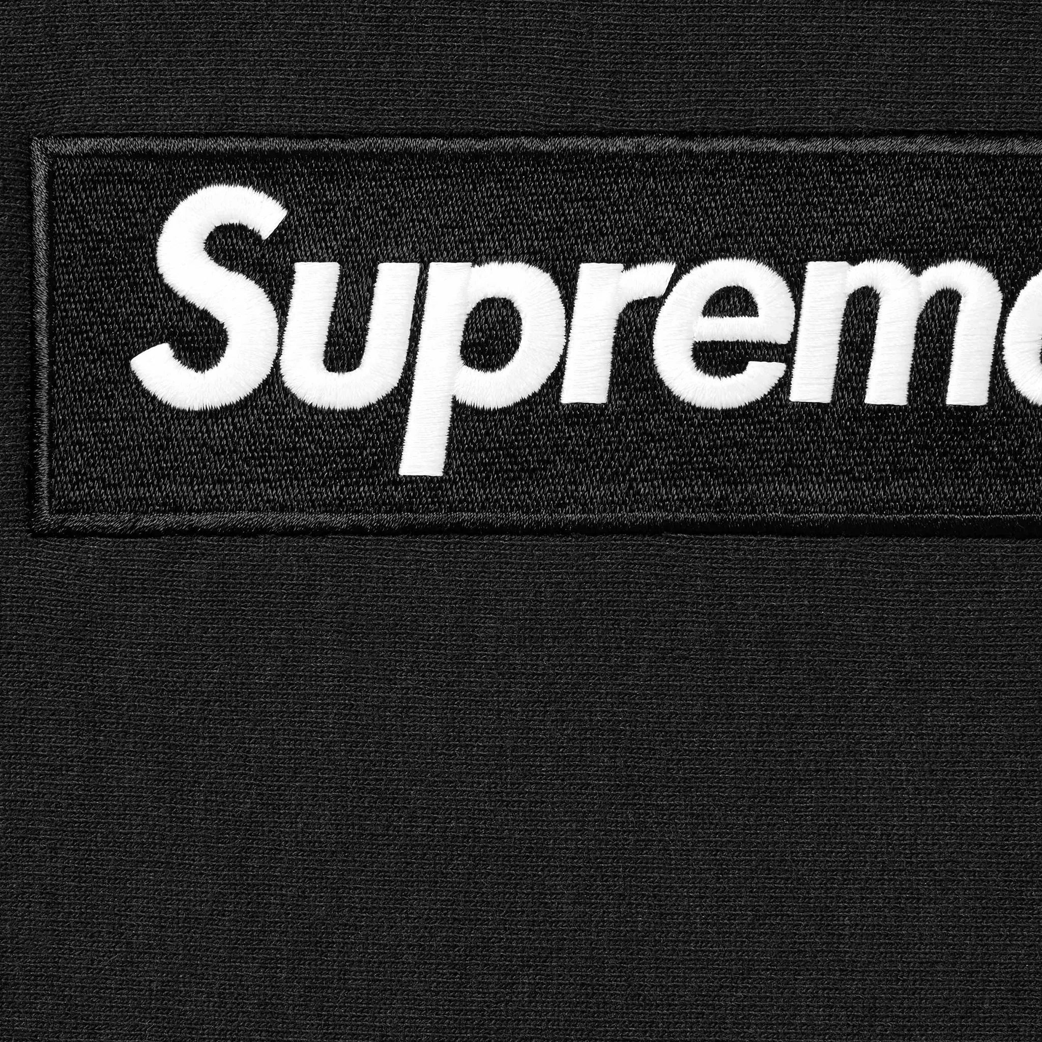 Detail view of Supreme Box Logo Black pullover hoodie (FW24) FW24SW11 BLACK