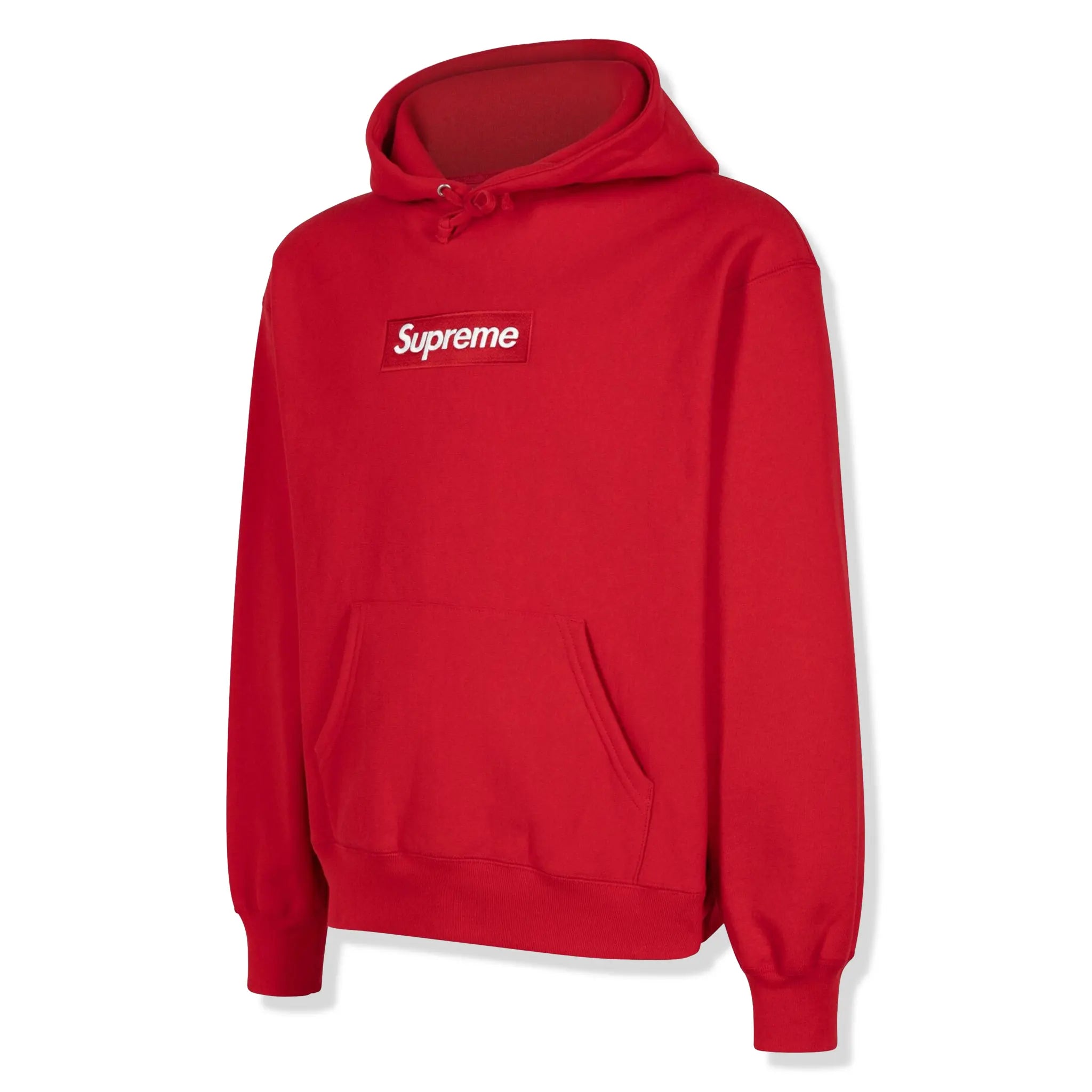 Front Side view of Supreme Box Logo Red Hoodie (FW23) SU100179