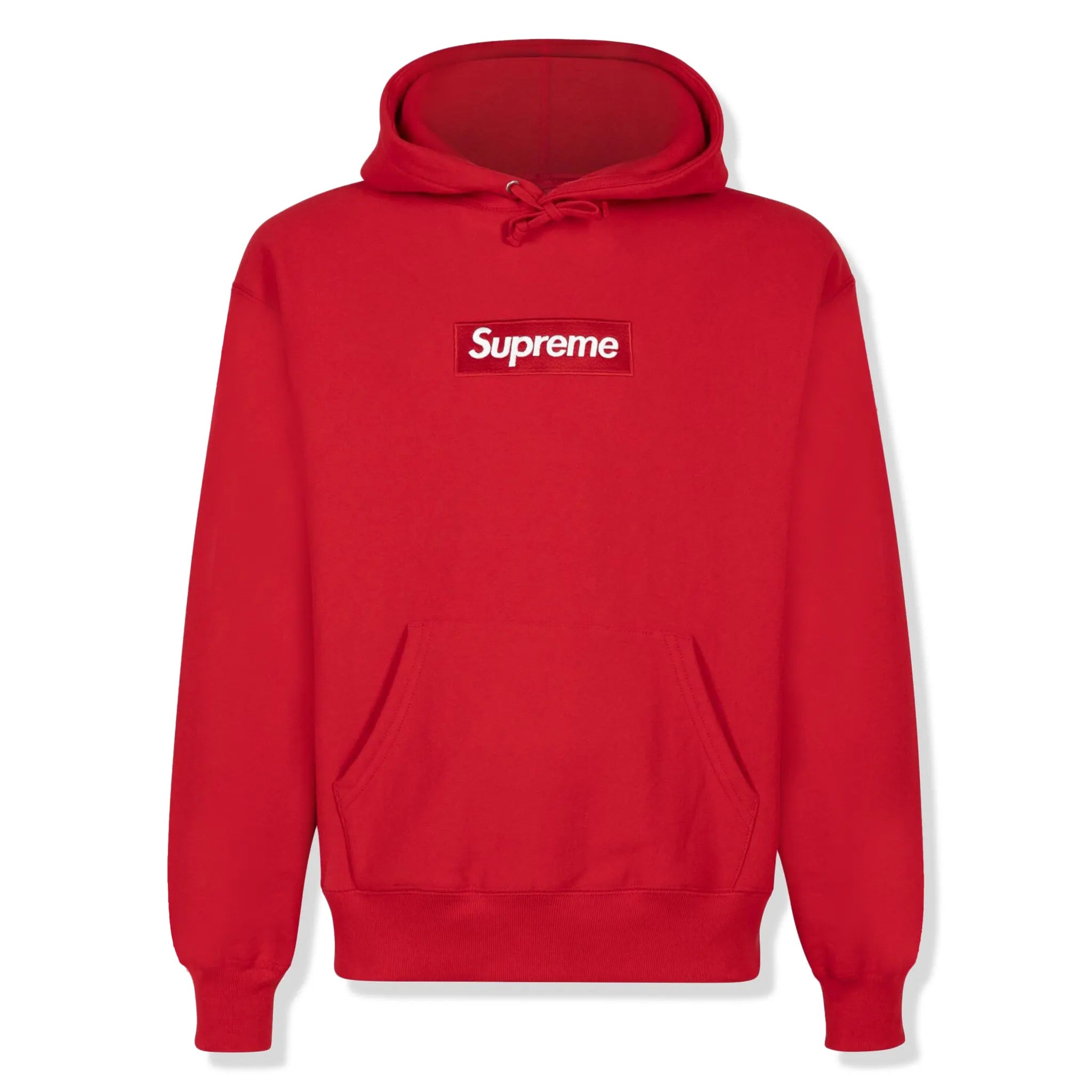 Front view of Supreme Box Logo Red Hoodie (FW23) SU100179