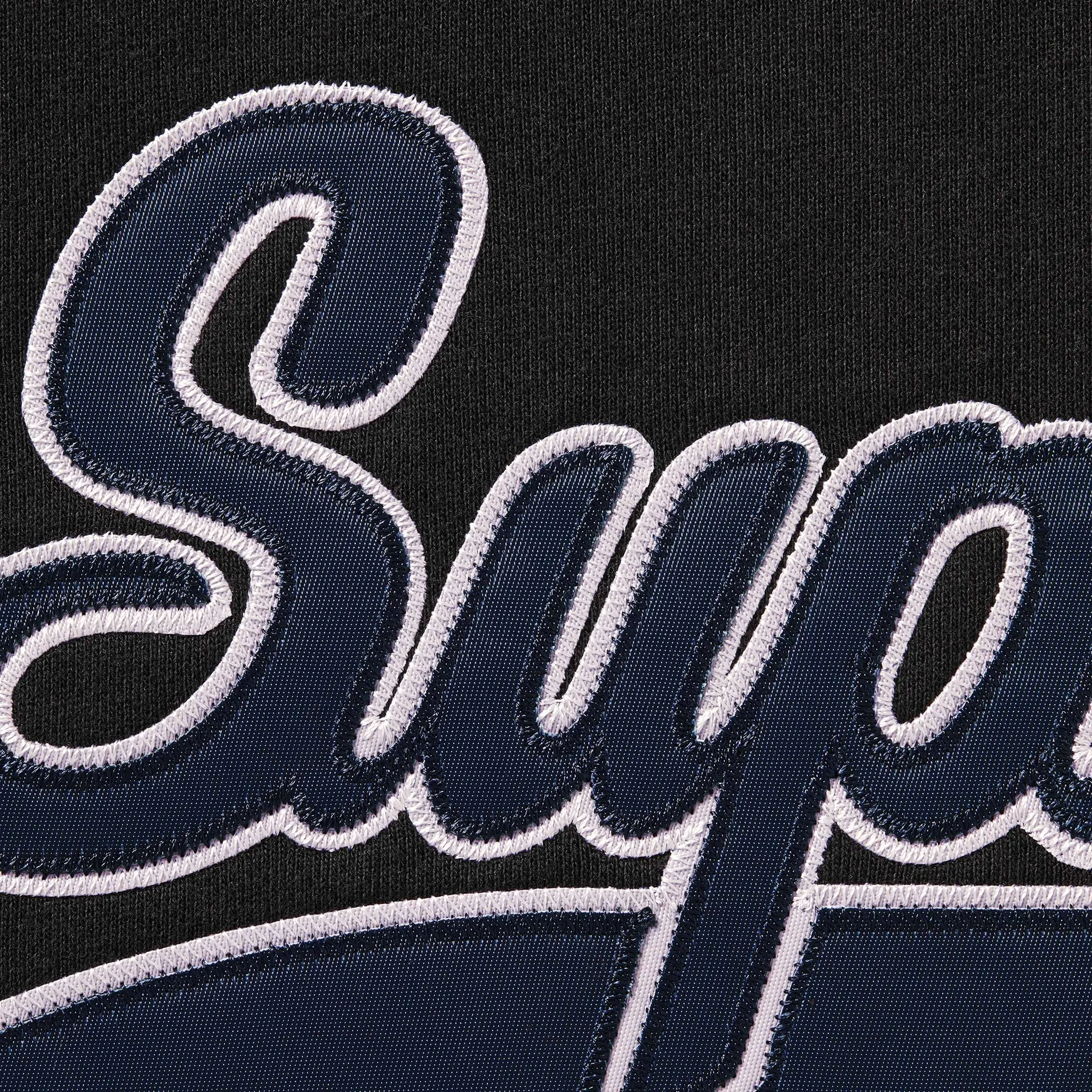 Logo view of Supreme Mitchell & Ness NCAA Hooded Sweatshirt