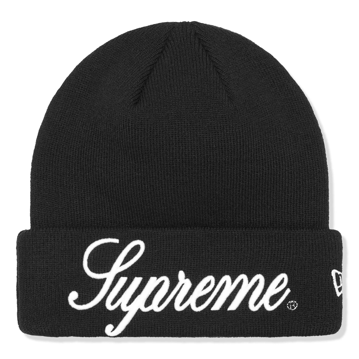 SUPREME RIBBED top BEANIE HAT BLACK