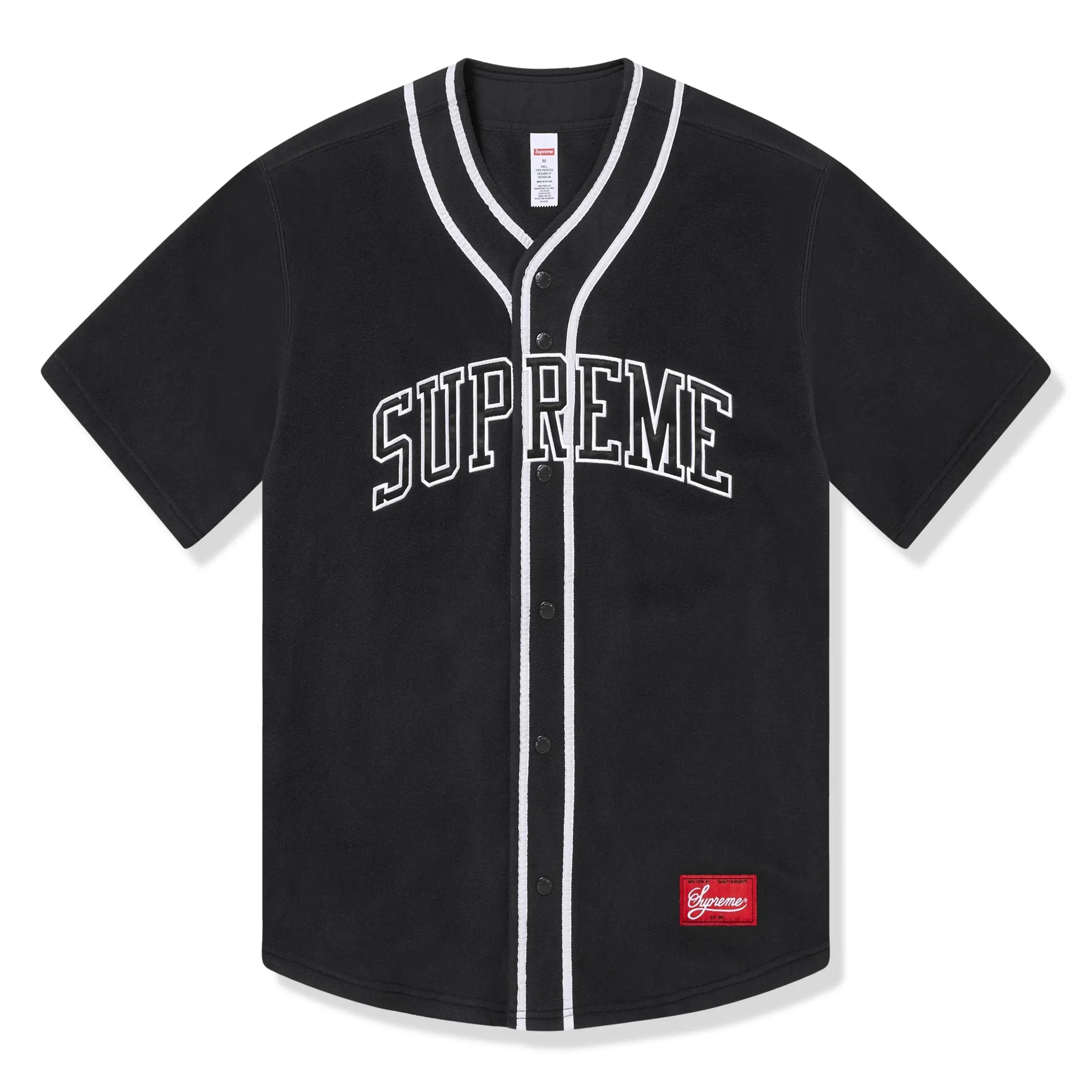 Front view of Supreme Polartec Black Baseball Jersey FW24KN7 BLACK