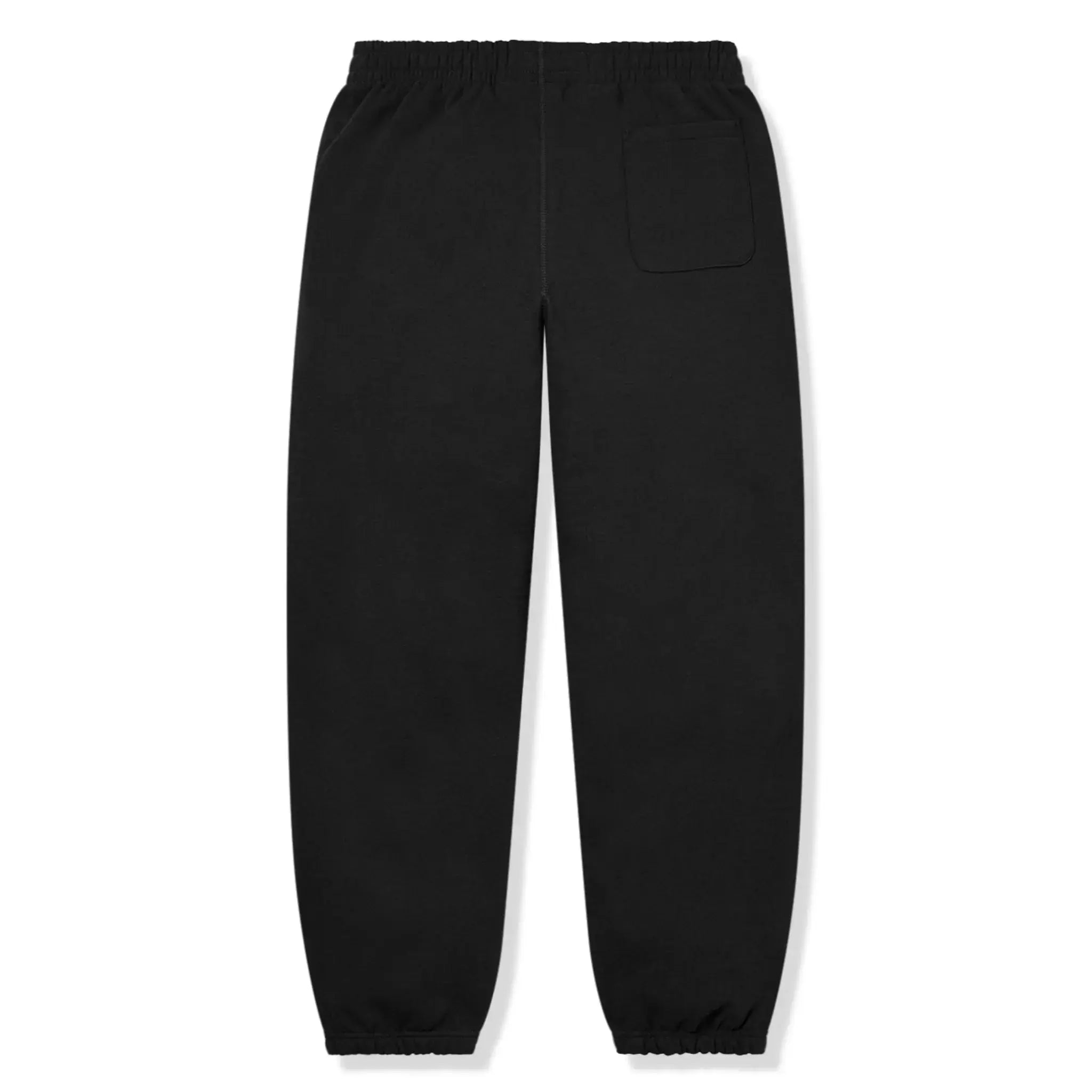 Back front view of Supreme Raised Script Black Sweatpants & Hoodie 