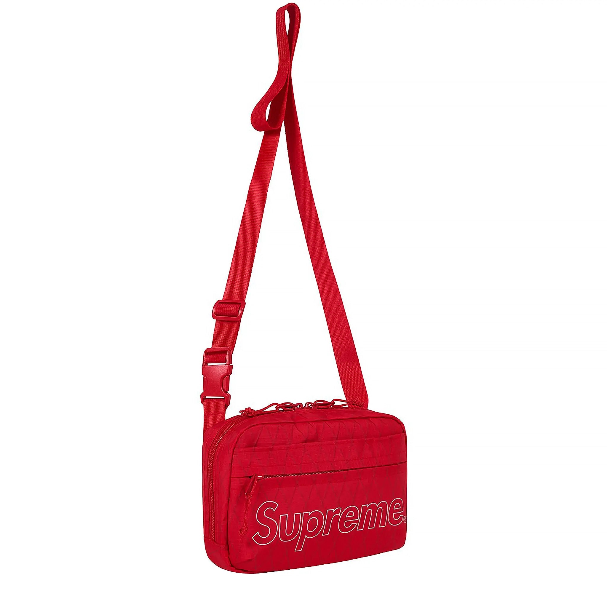 Front view of Supreme Red Shoulder Bag (FW18) 