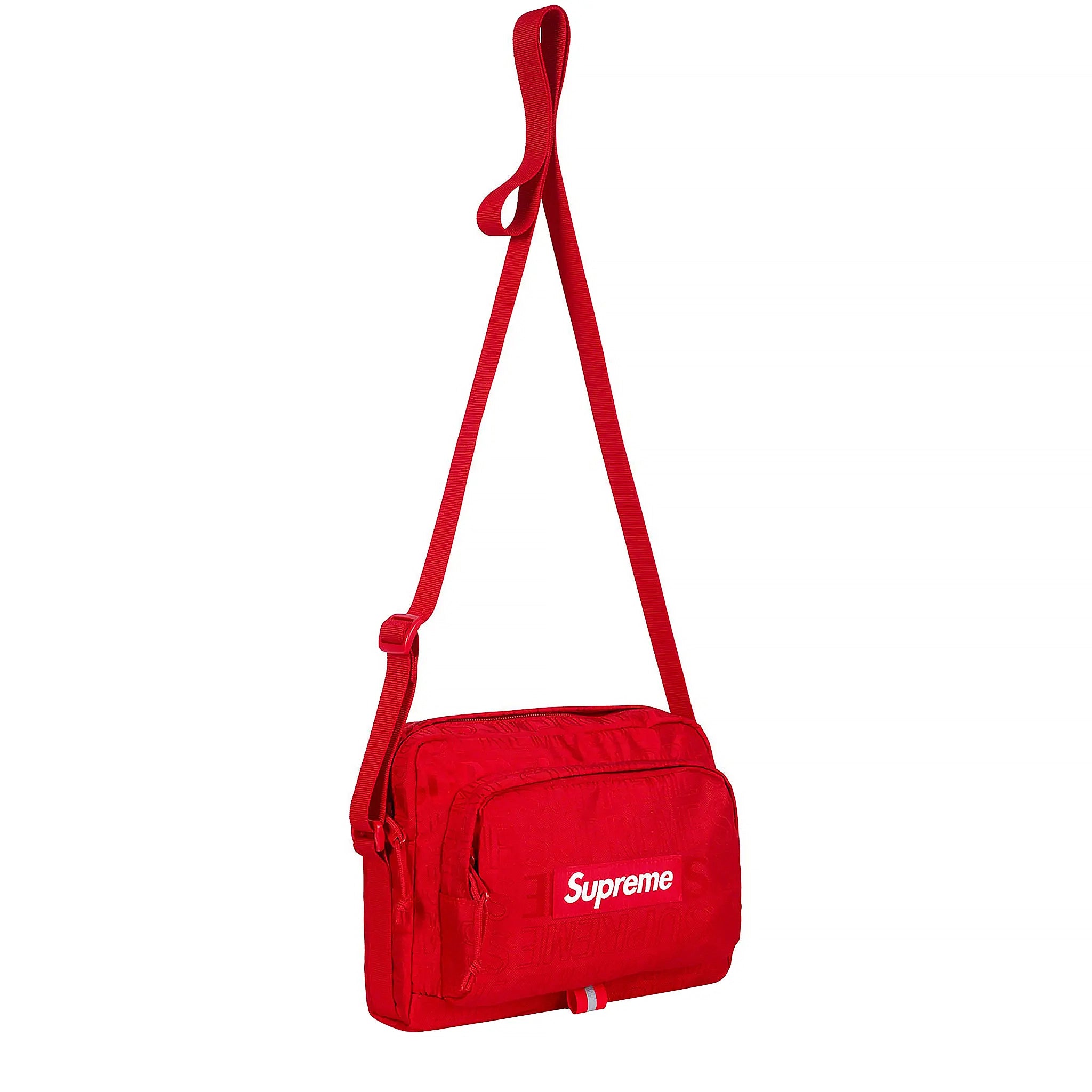 Front side view of Supreme Red Shoulder Bag (SS19) SS19B10 RED 