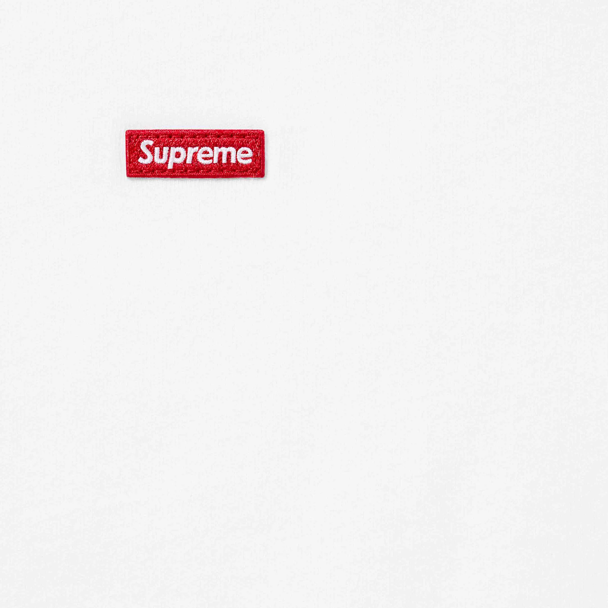 Detail view of Supreme Small Box Logo L/S White T Shirt FW24KN34 WHITE