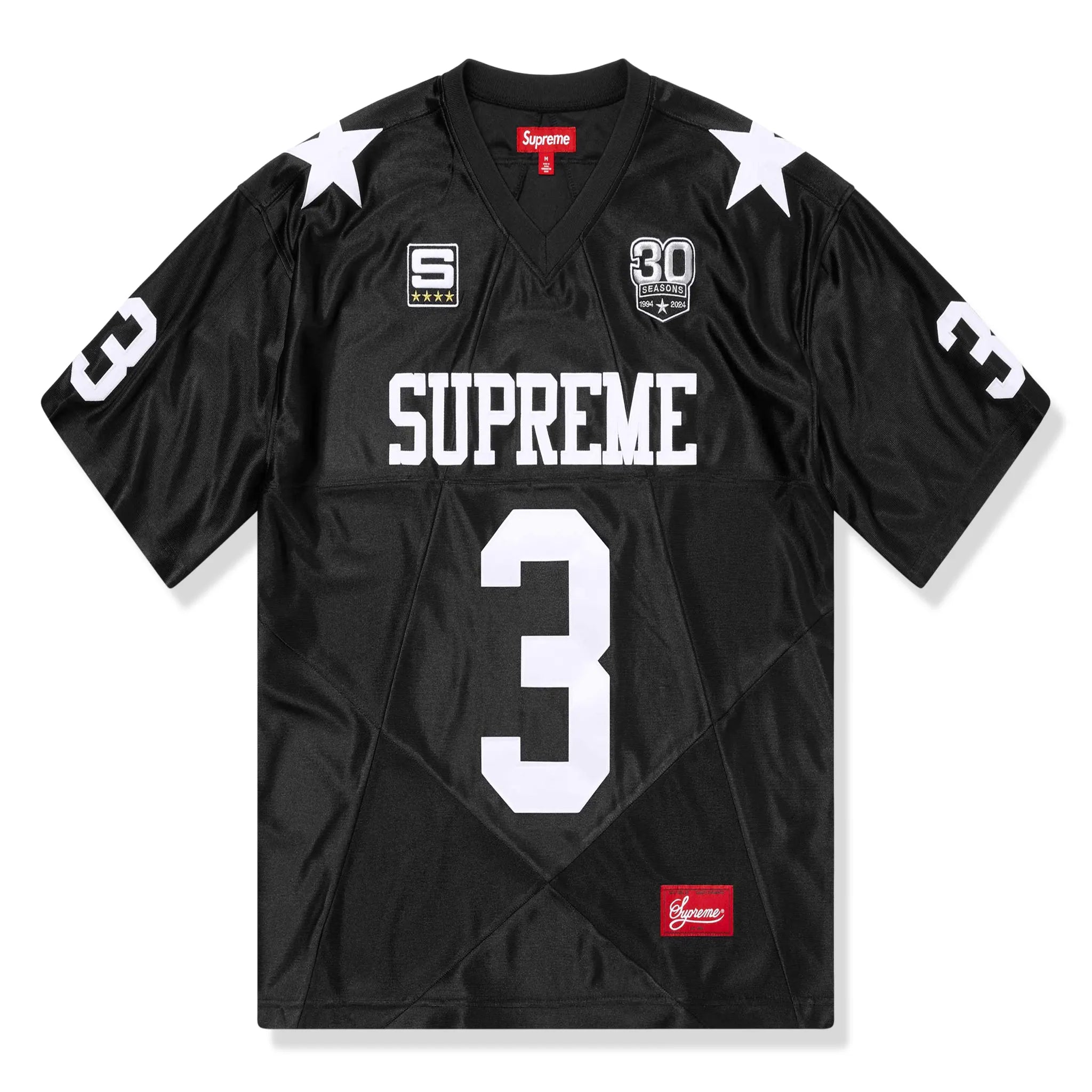 Front view of Supreme Star Black Football Jersey FW24KN75 BLACK