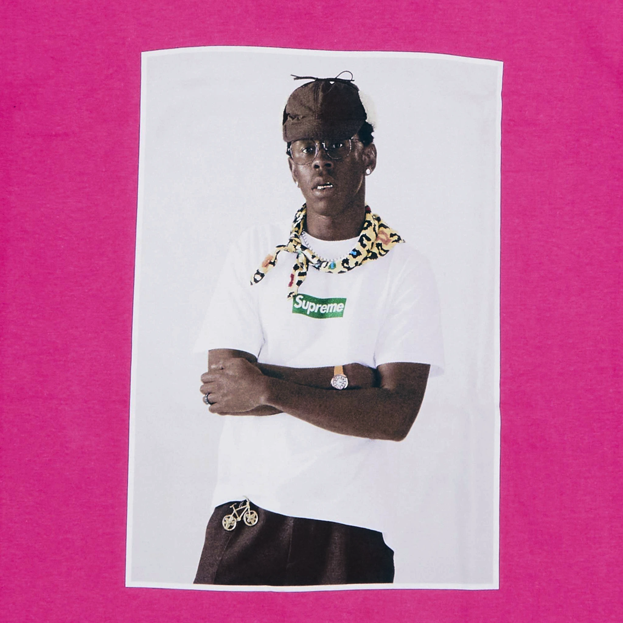 Logo view of Supreme Tyler The Creator Magenta T Shirt FW24T43 MAGENTA