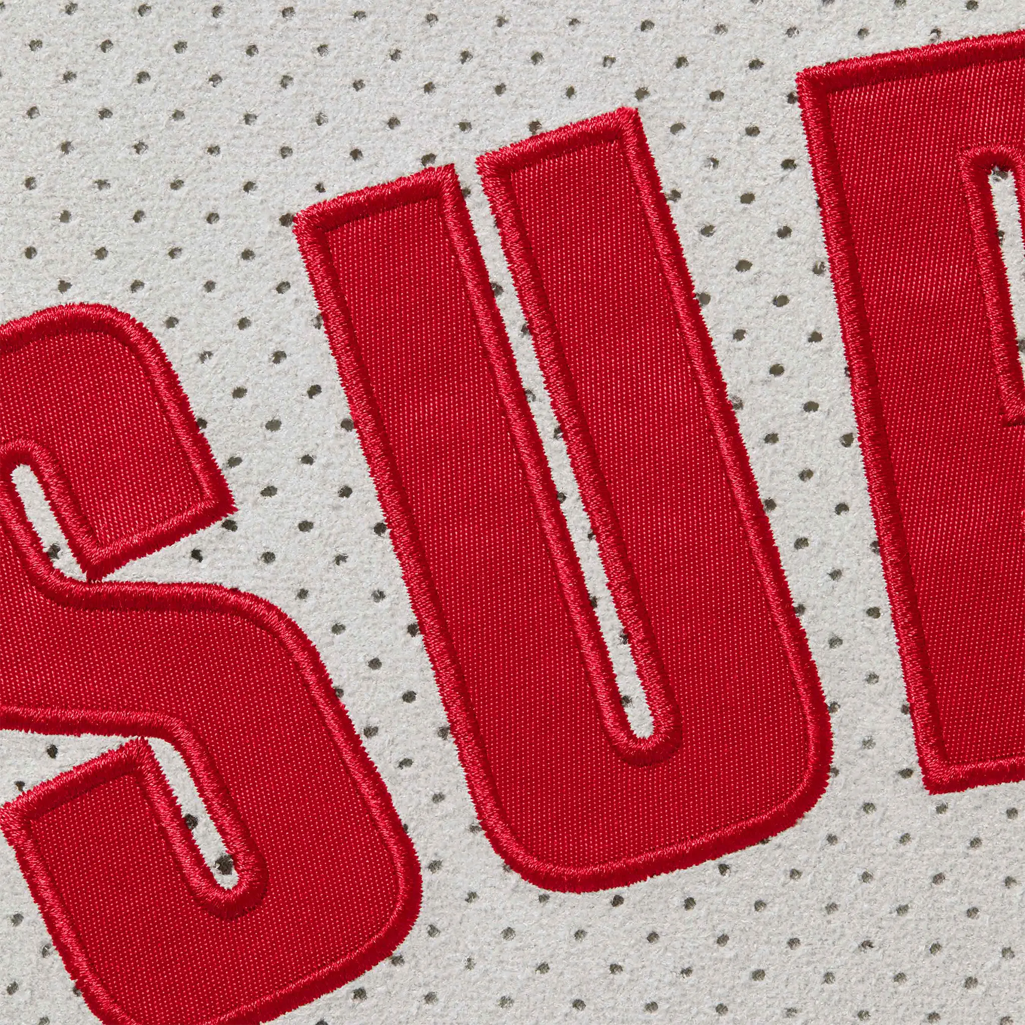 Detail view of Supreme Ultrasuede Mesh Baseball Grey Jersey SS24KN22 GREY