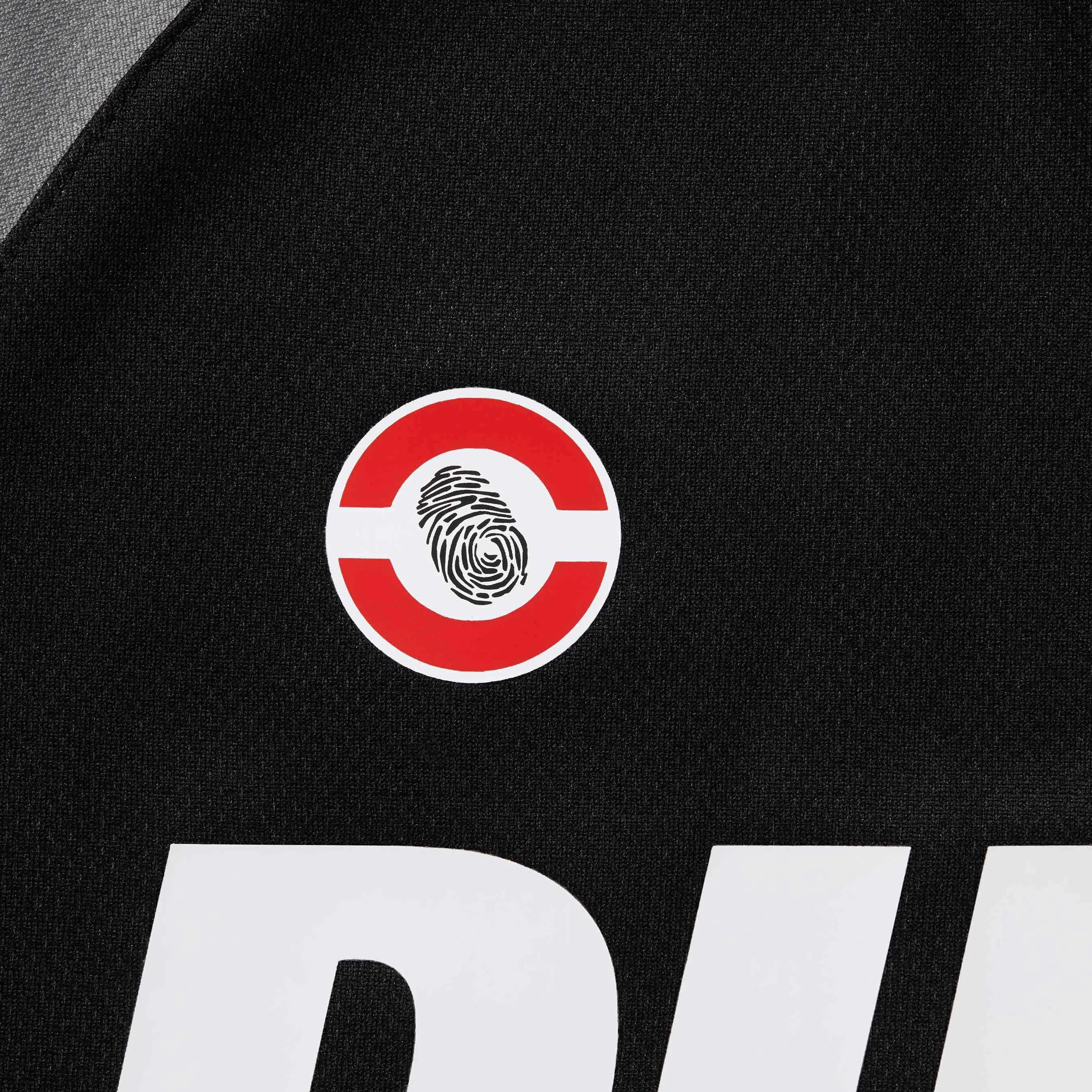 Detail view of Supreme x Ducati Soccer Black Jersey SS24KN47