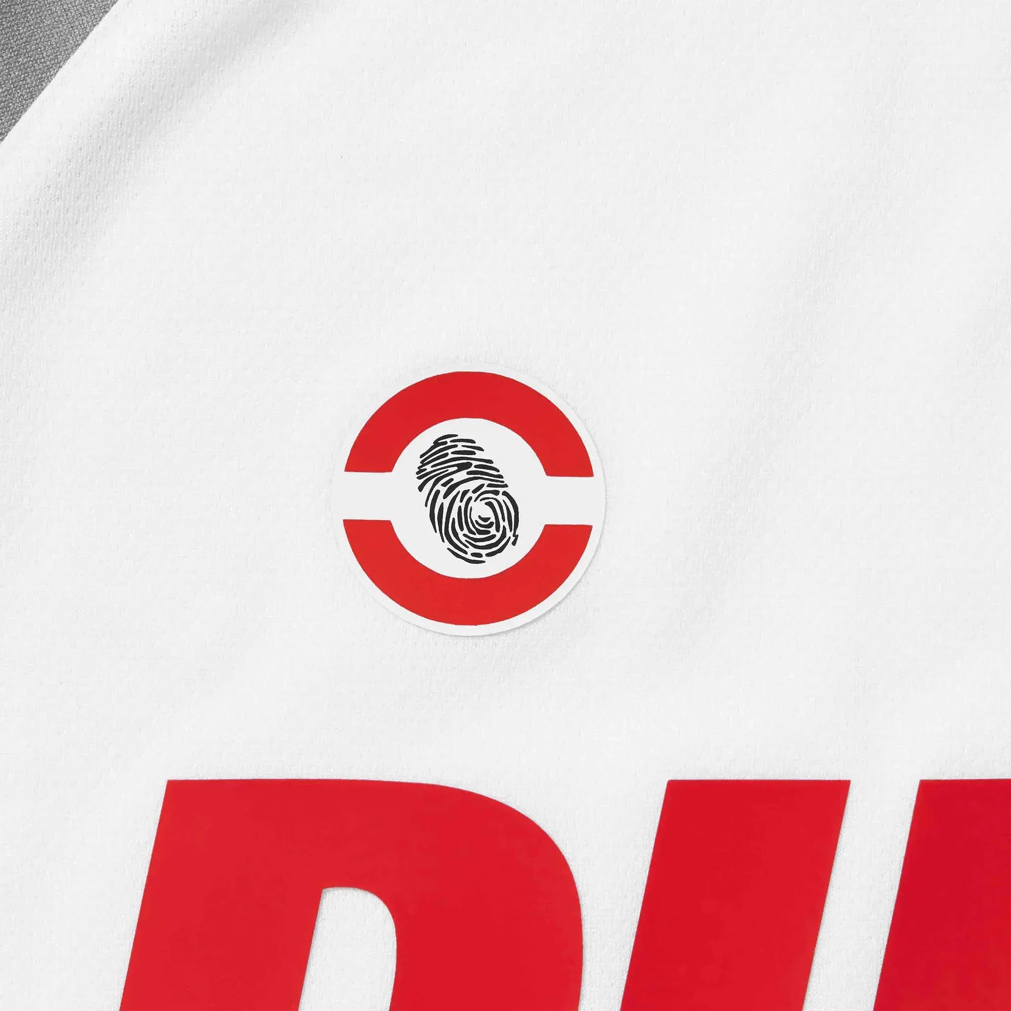 Logo view of Supreme x Ducati Soccer White Jersey