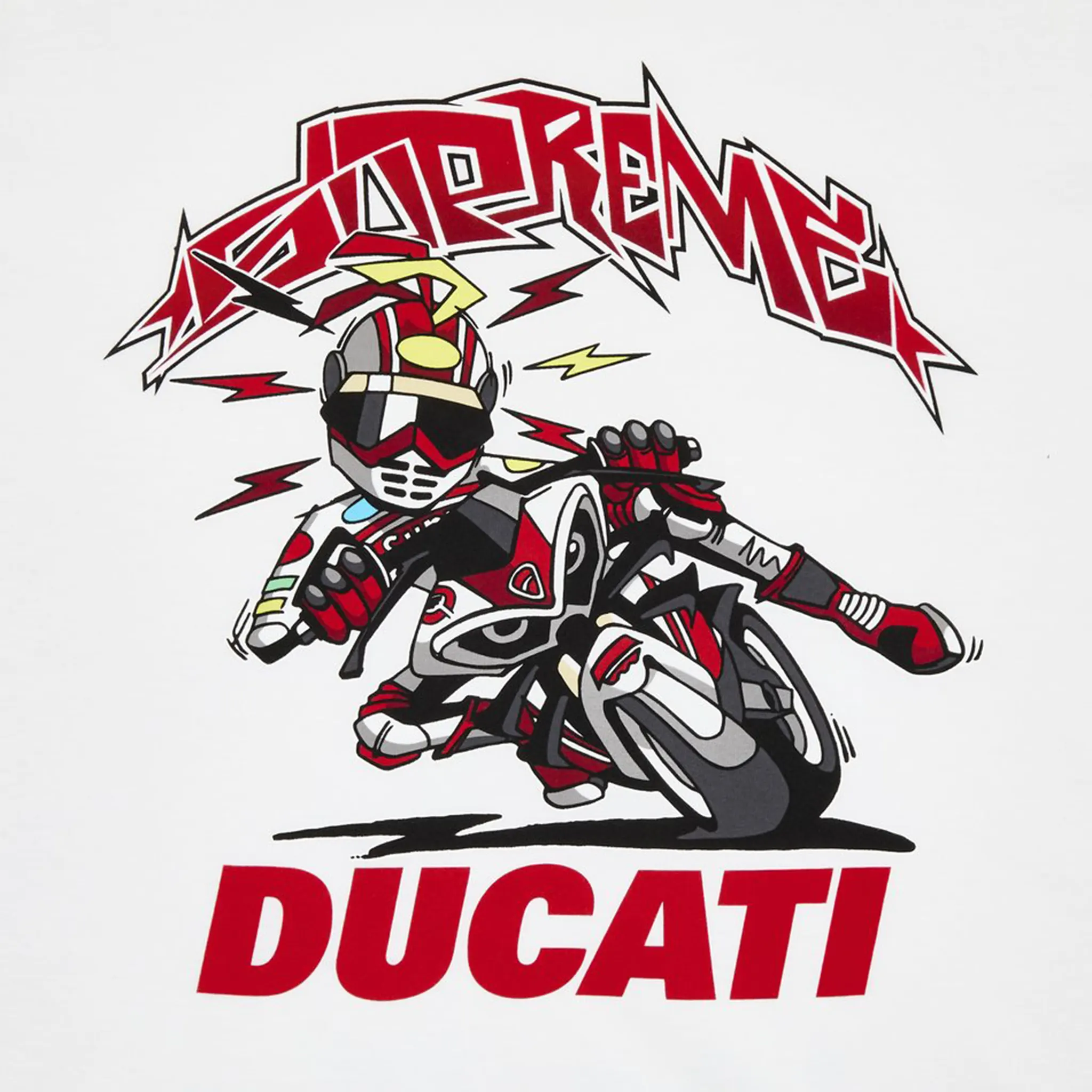 Detail view of Supreme x Ducati White Bike T Shirt SS24T36-WHITE