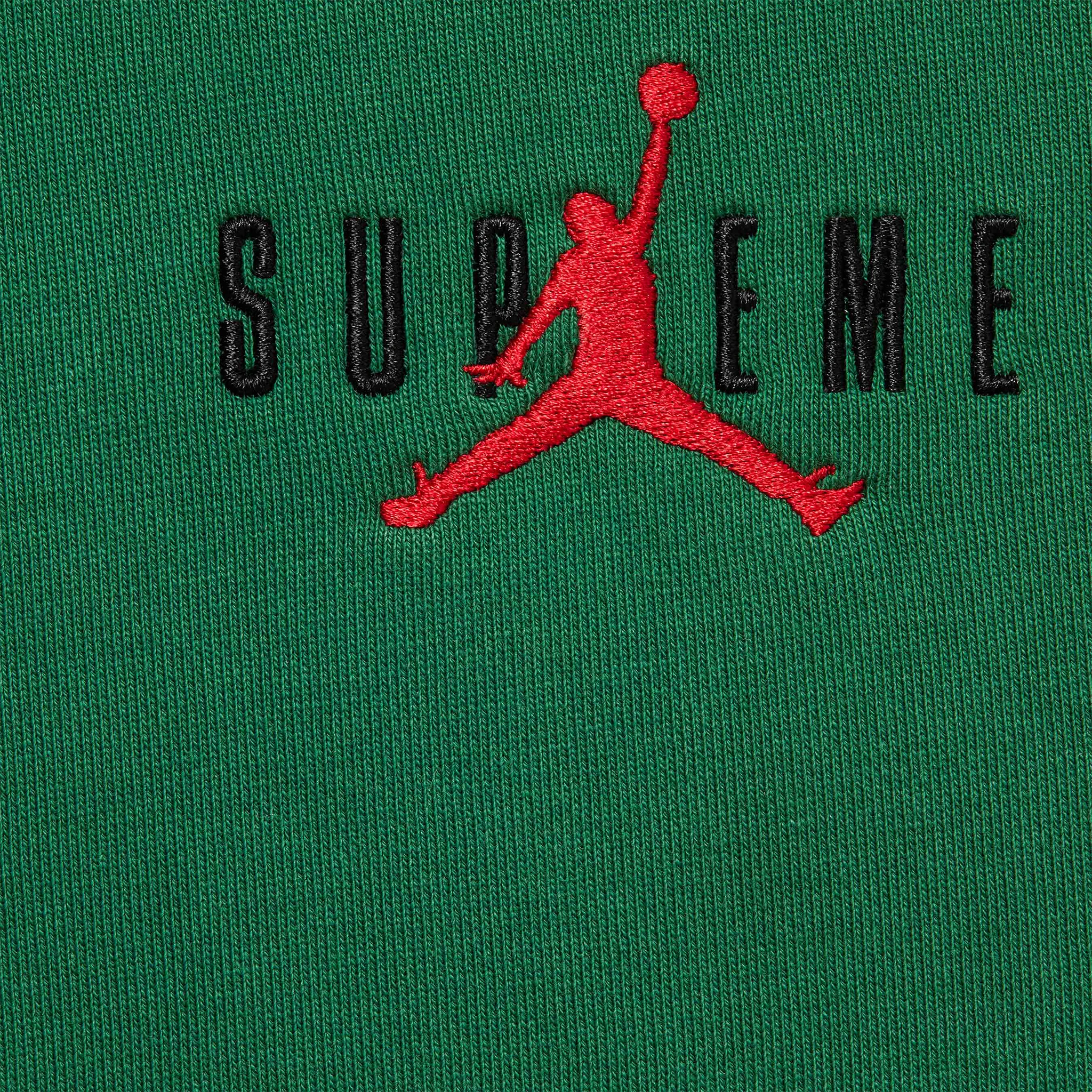 Logo view of Supreme x Jordan Green Hoodie (FW24) FW24SW1 GREEN