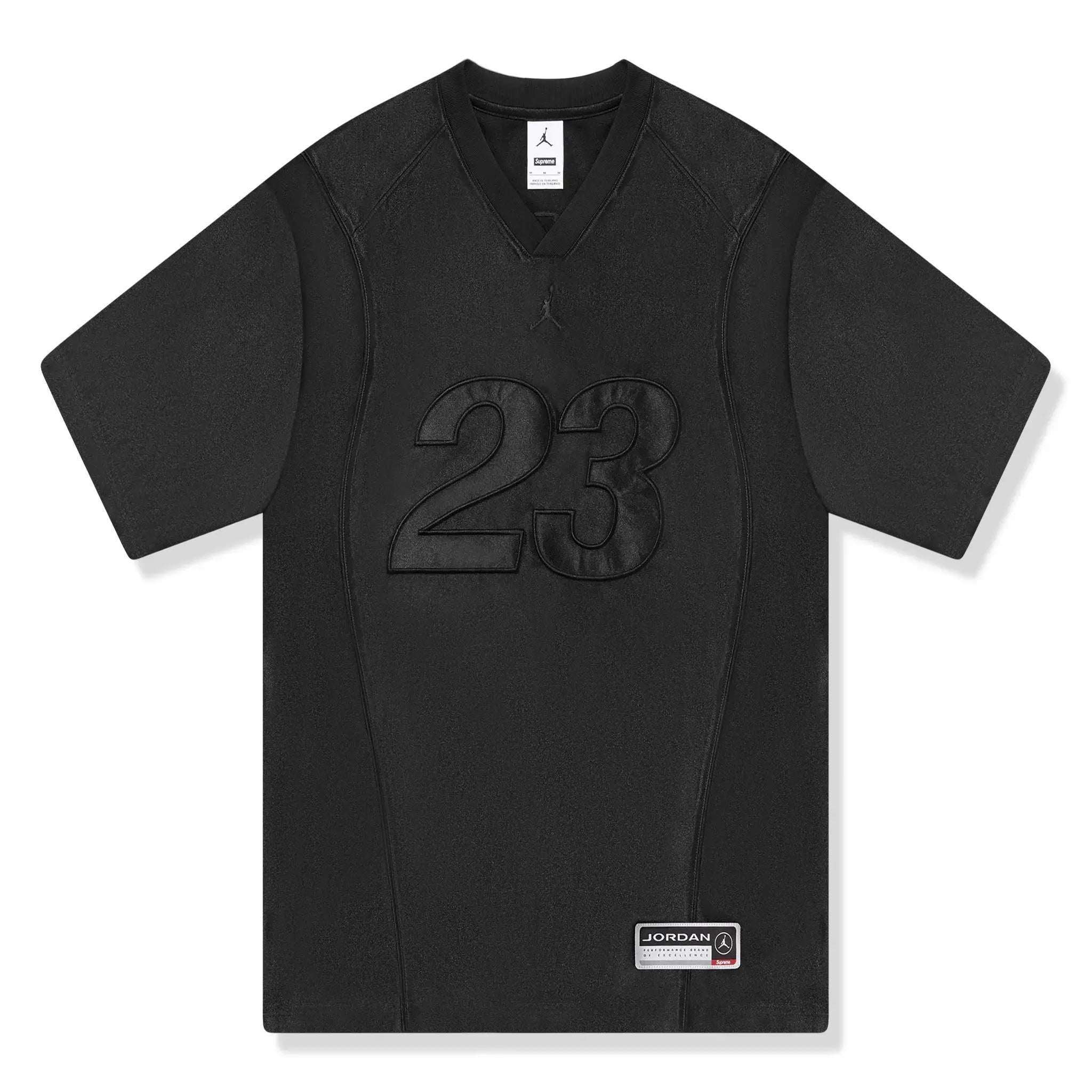 Front view of Supreme x Jordan Warm Up Black Jersey HF0834-010 | FW24KN1 BLACK