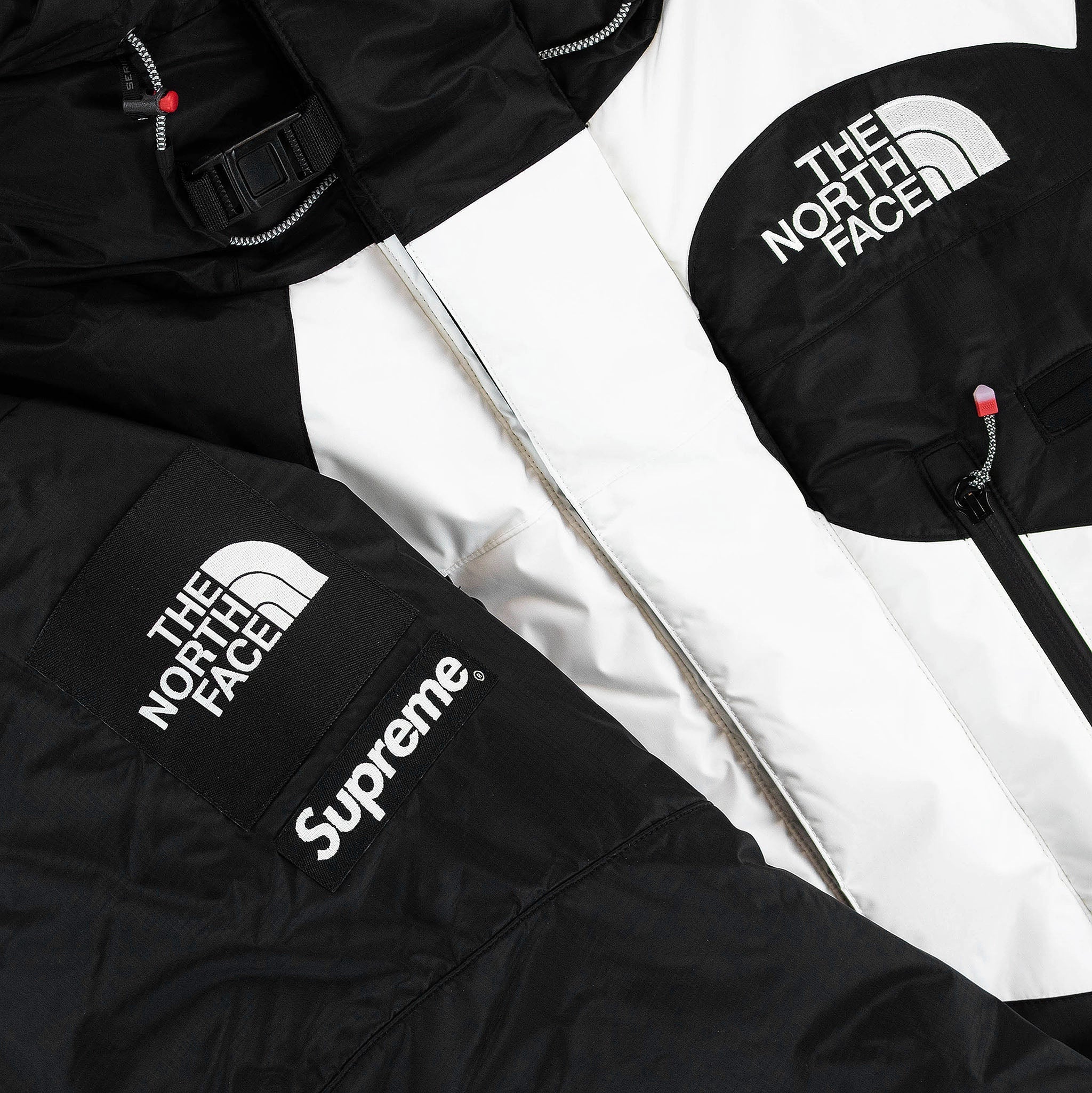 Detail logo view of Supreme x The North Face Black Himalayan Parka