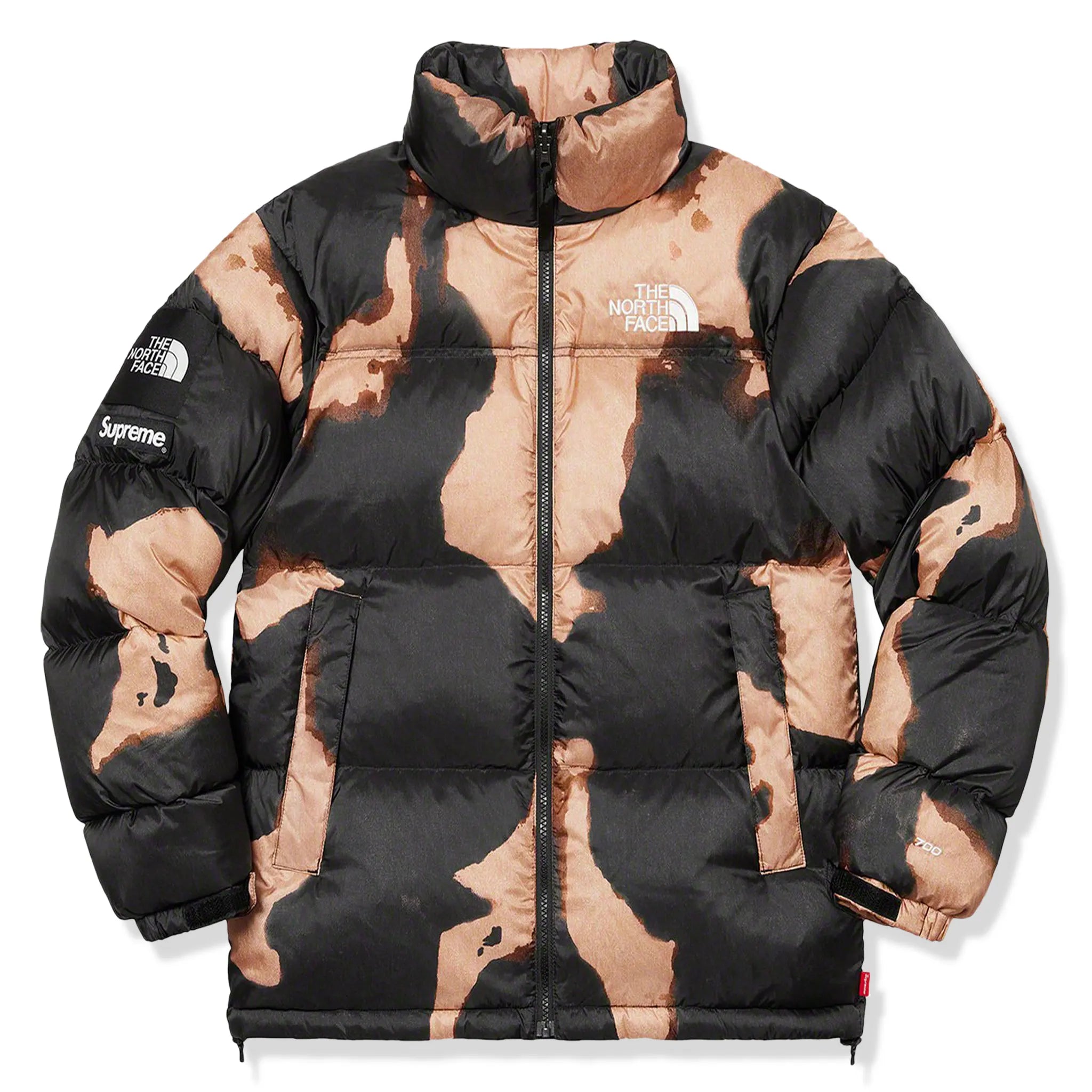 Front view of Supreme x The North Face Nupste Bleached Denim Jacket SU11270