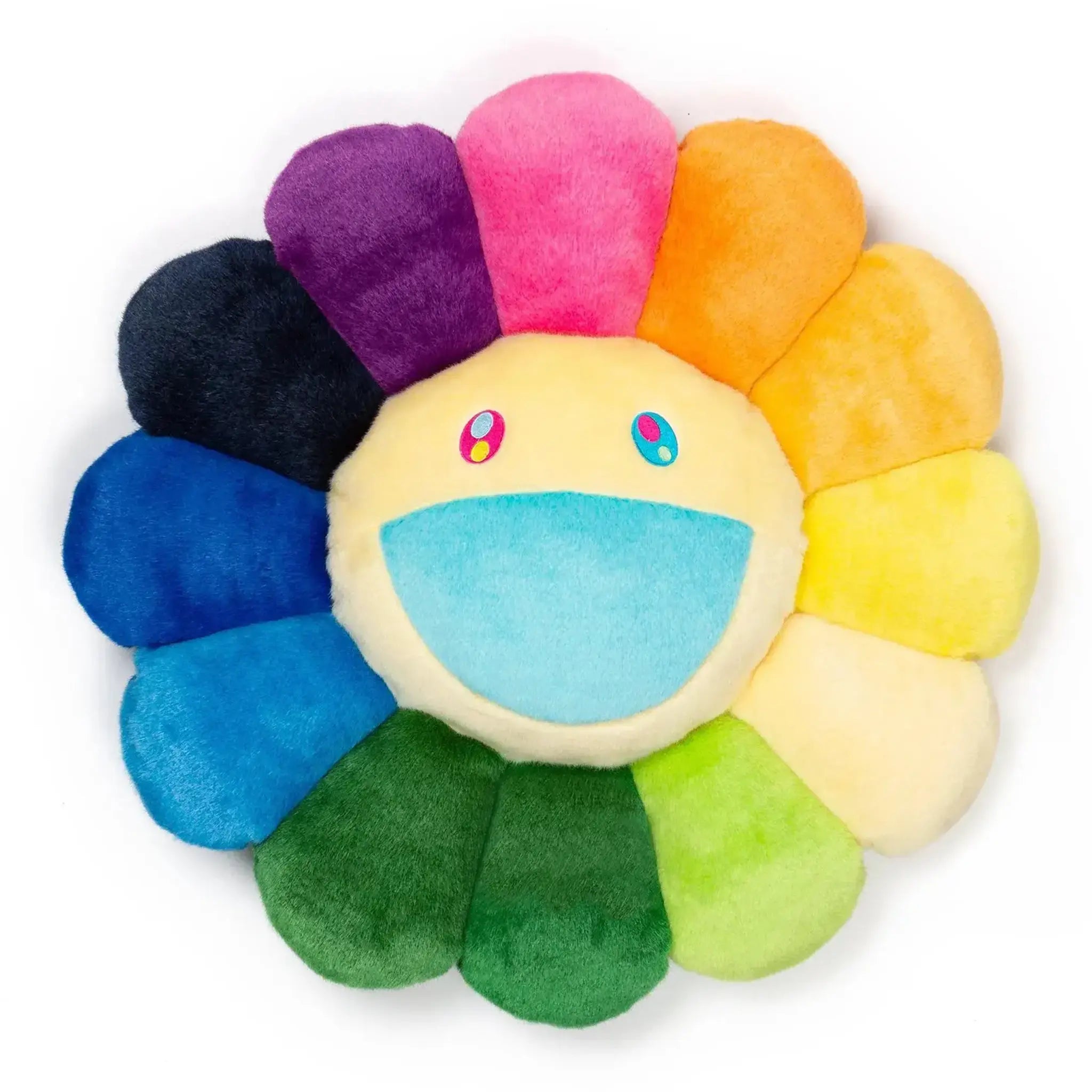  Front view Takashi Murakami Kaikai Kiki Flower Plush Rainbow White