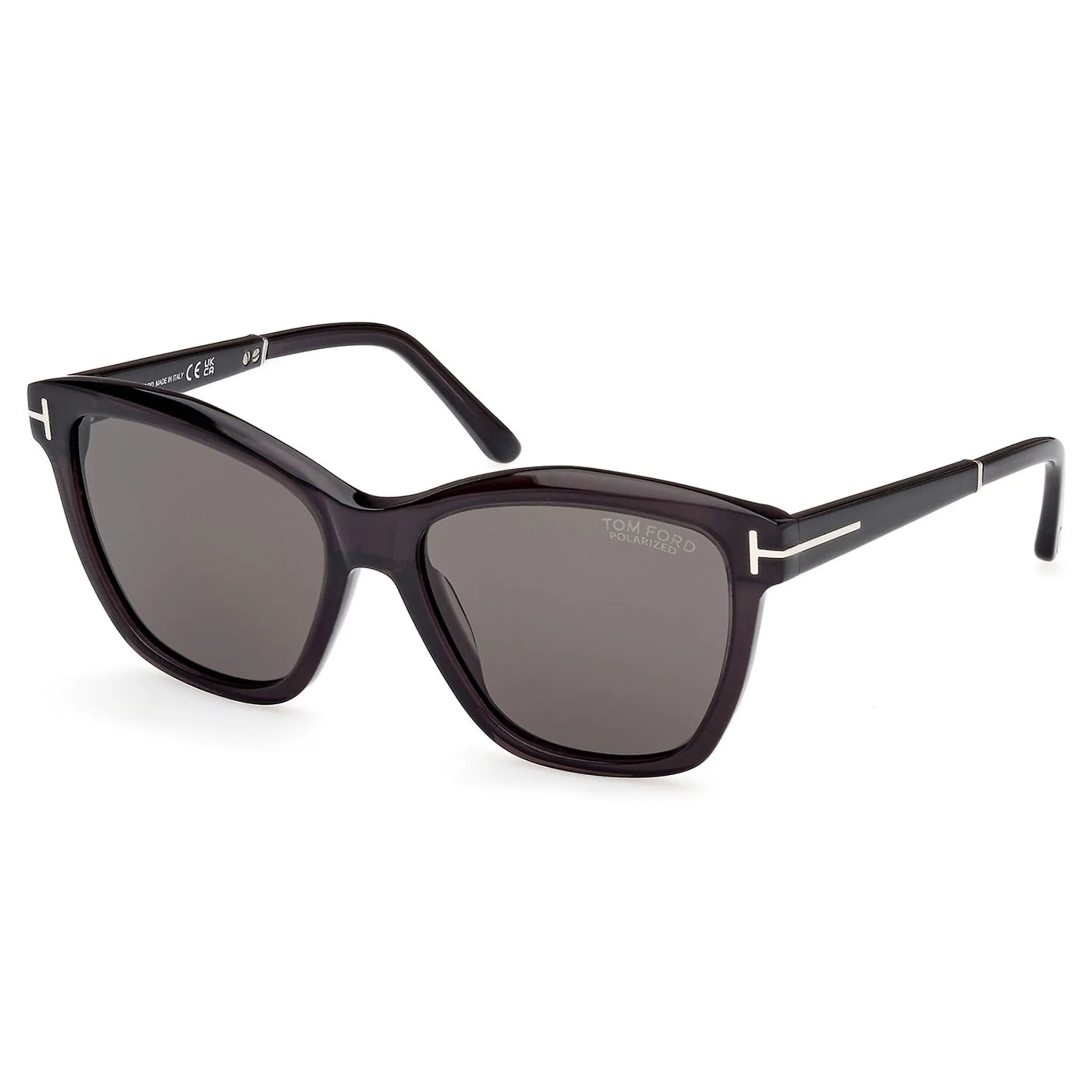 Front side view of Tom Ford Lucia FT1087 05D Black Polarised Sunglasses