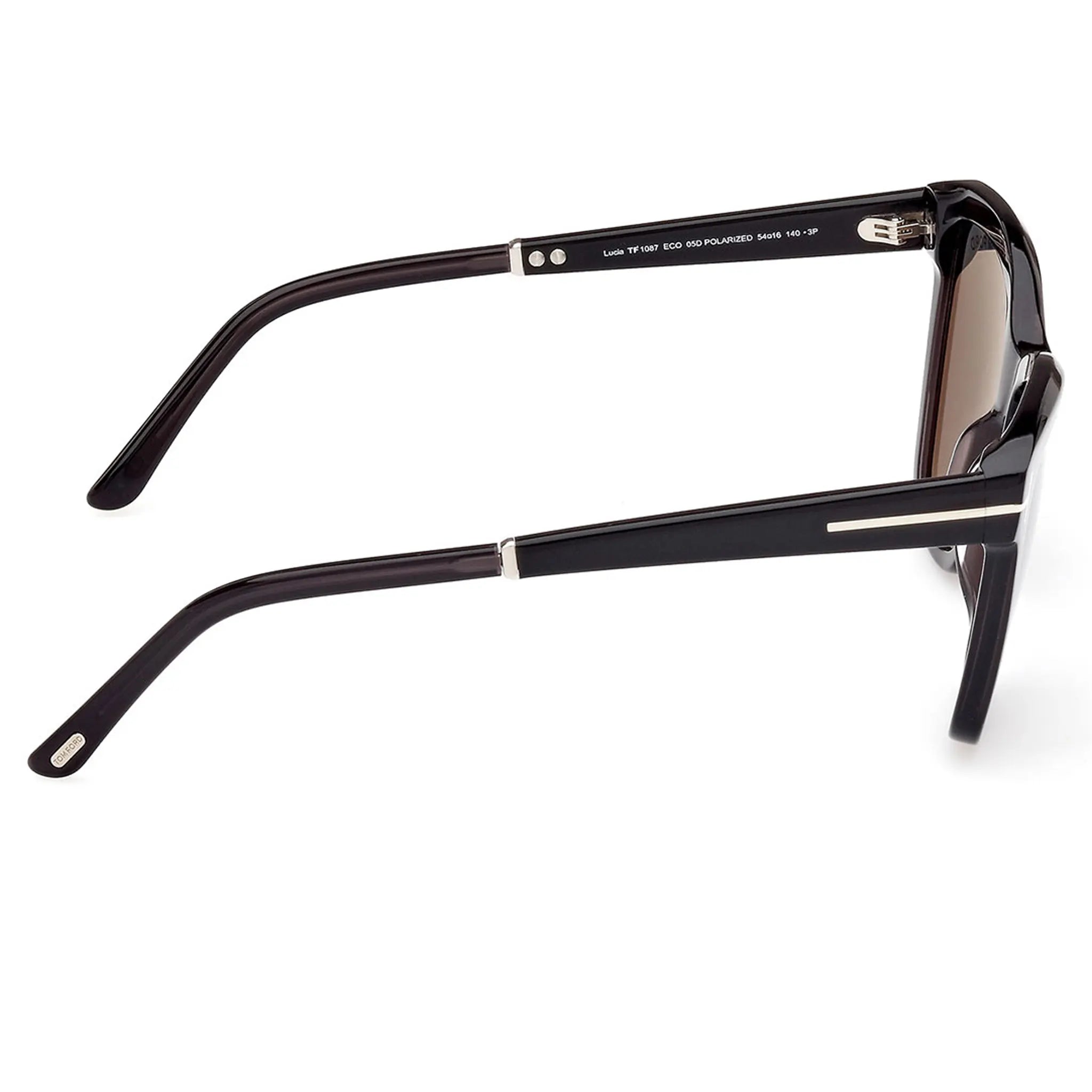 Side view of Tom Ford Lucia FT1087 05D Black Polarised Sunglasses