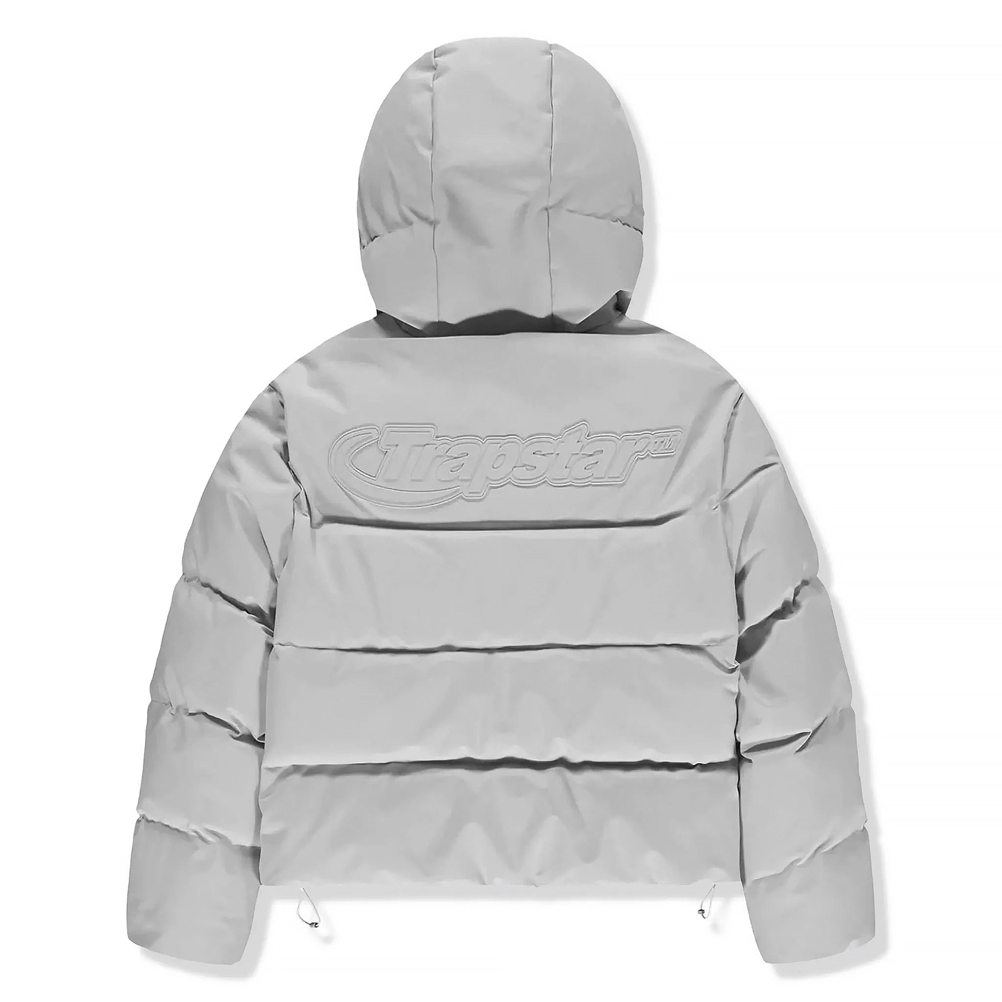 Back view of Trapstar Hyperdrive Light Grey Puffer Jacket