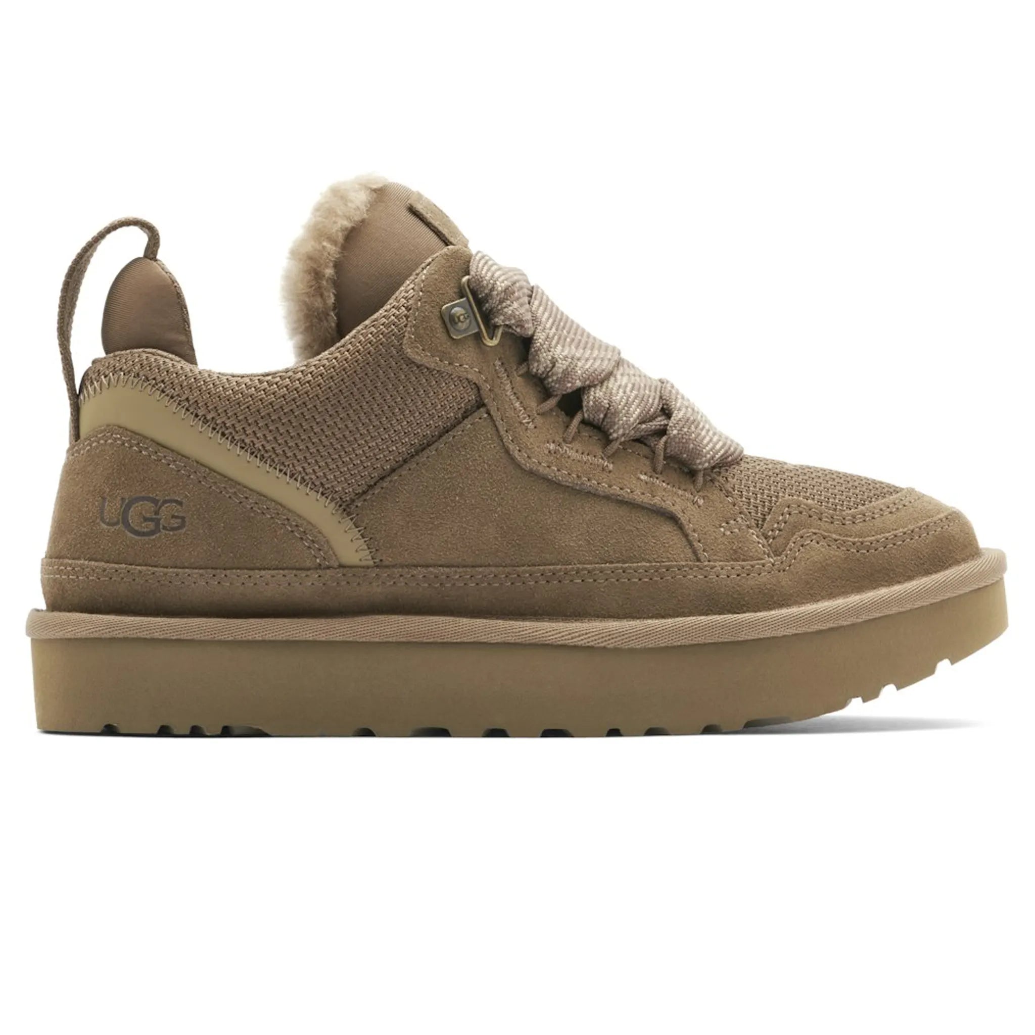 Side view of UGG Lowmel Trainer Hickory (W) 1144032-HCK