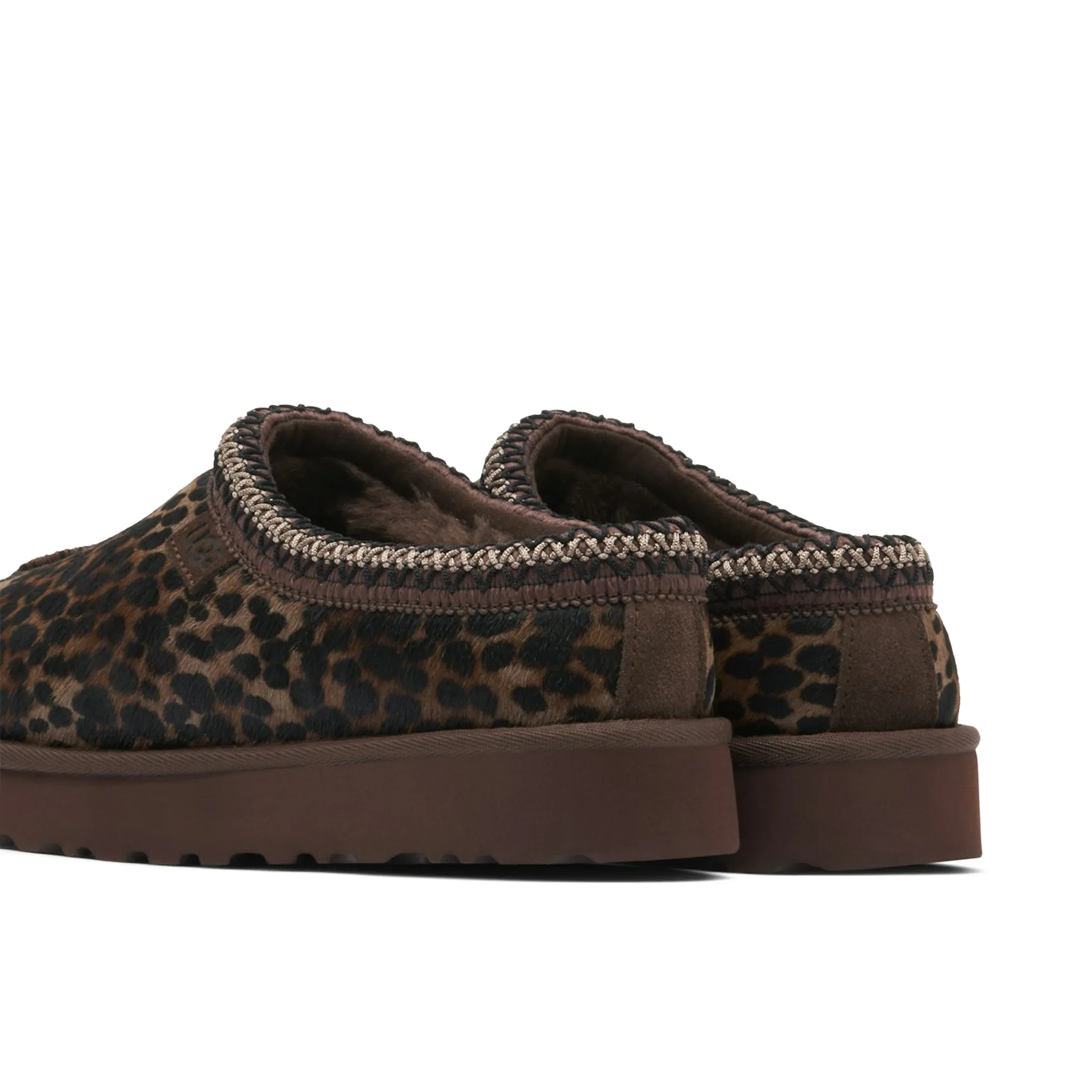 Back detail view of UGG Tasman Caspian Burnt Cedar Cheetah Slippers (W) 1158350-BCDR