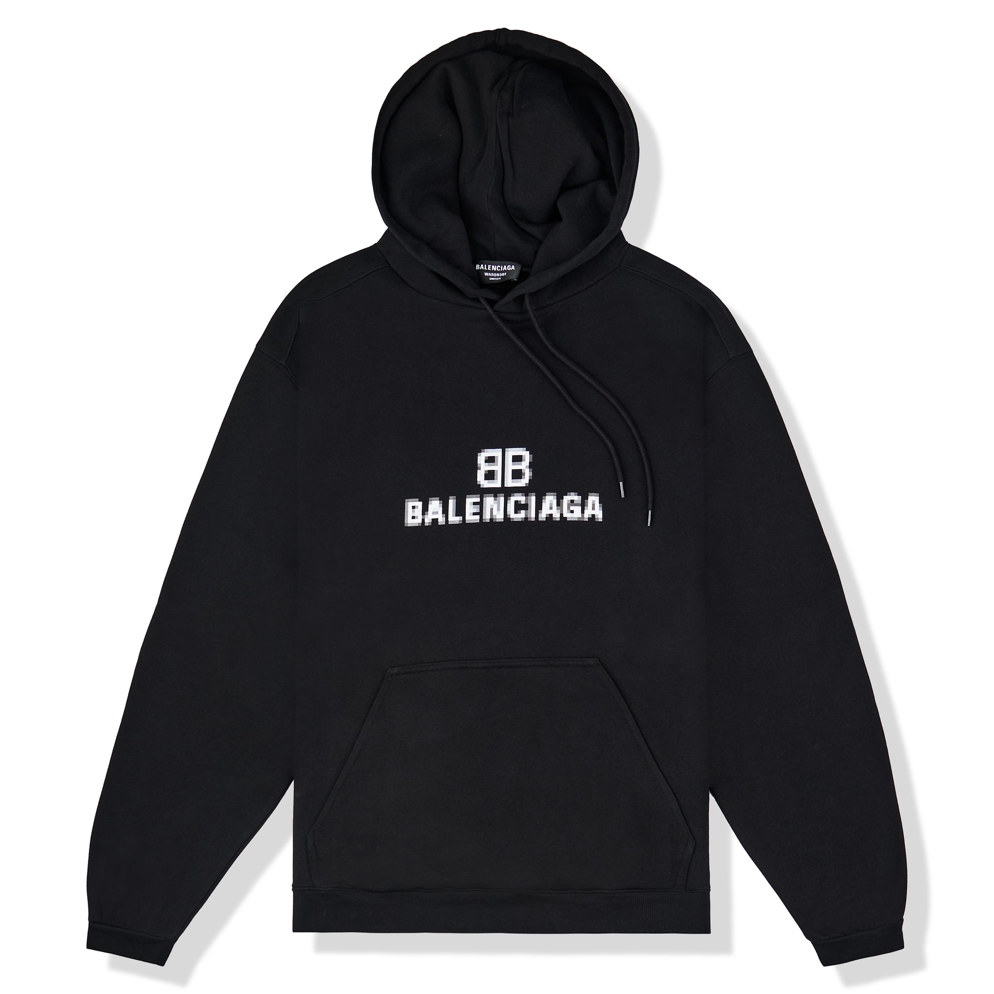 Image of Balenciaga BB Logo Pixel Oversized Black Hoodie