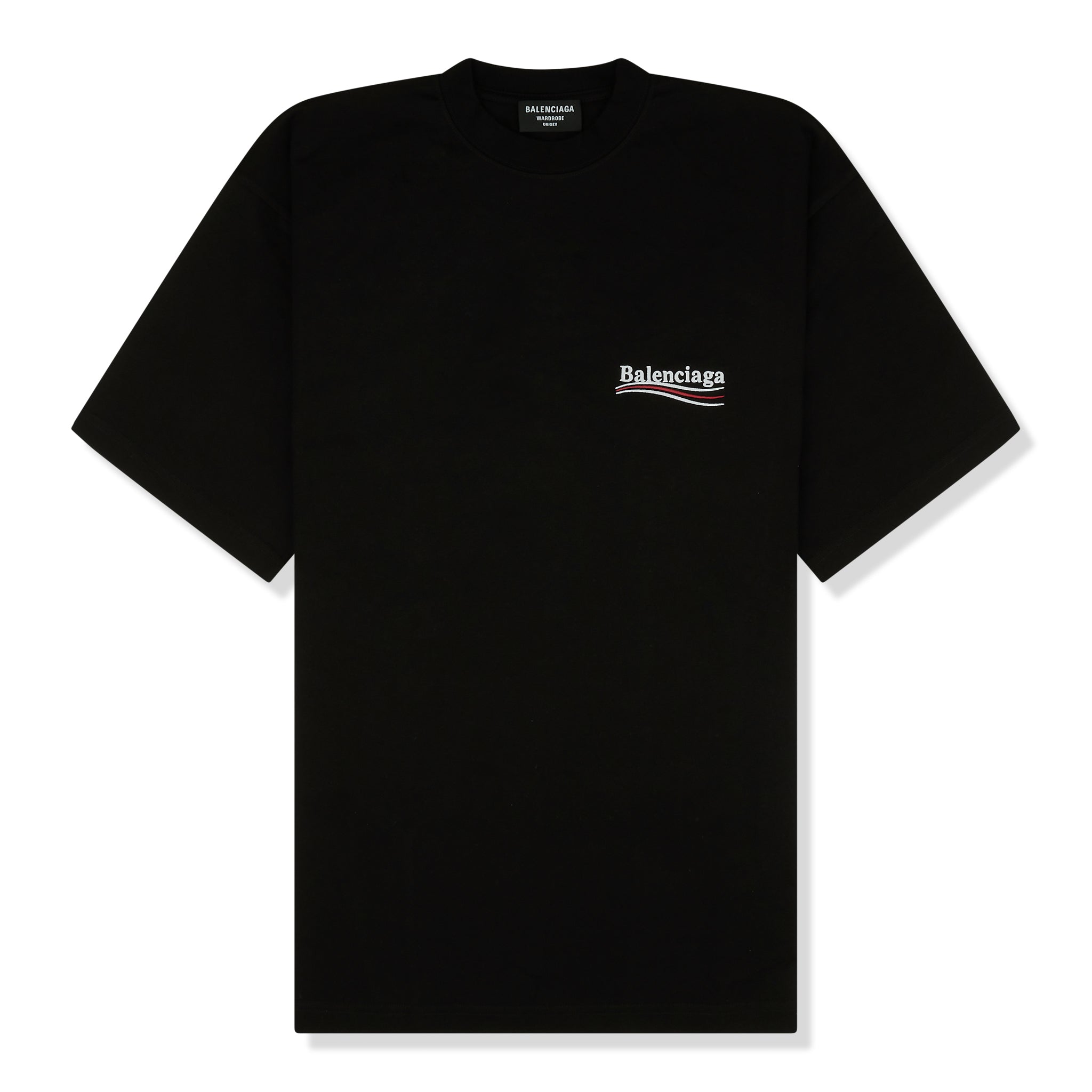 Balenciaga Political Logo Embroidered Oversized Black T Shirt