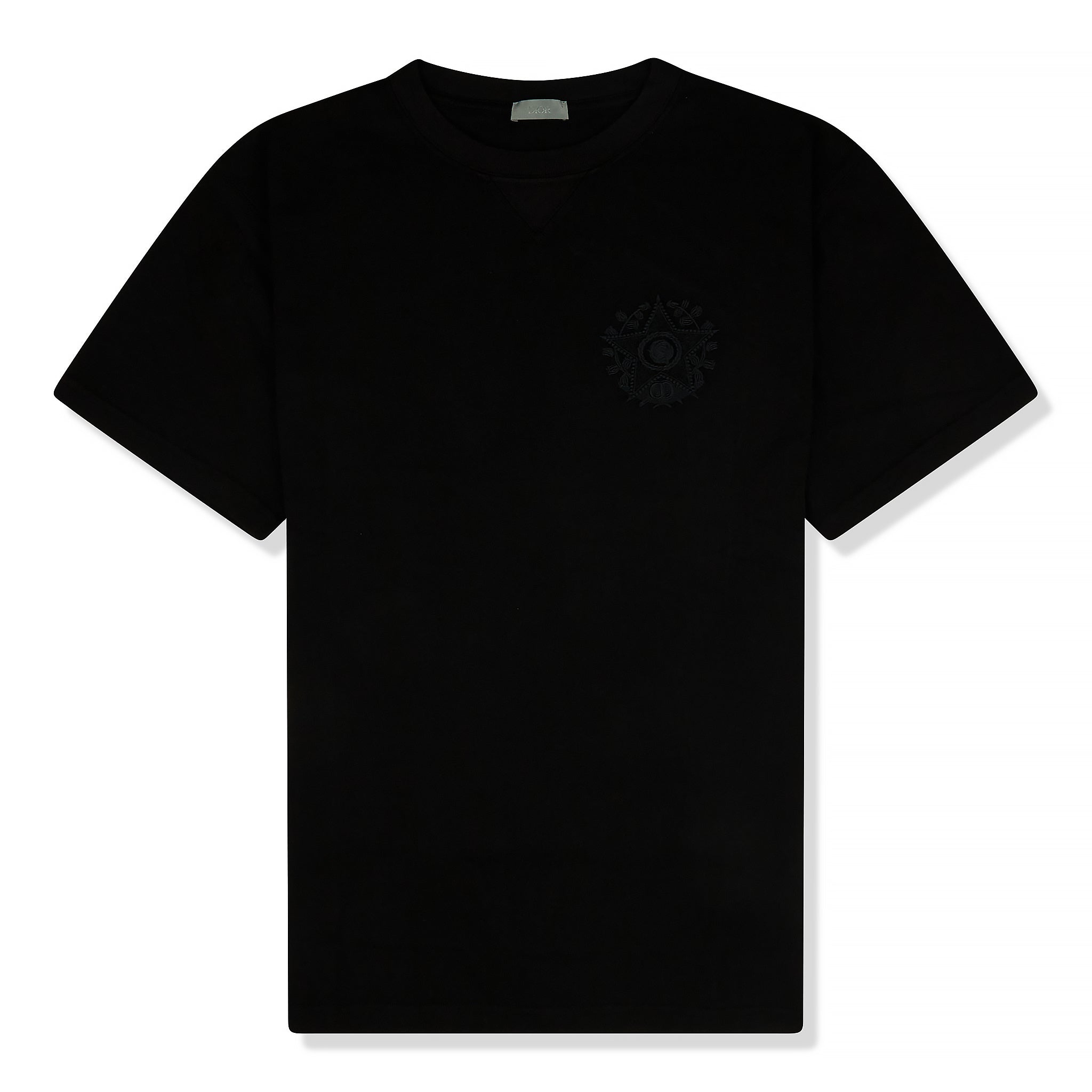 Dior CD Étoile Embroidered Oversized Black T Shirt & 243J685C0677_C989