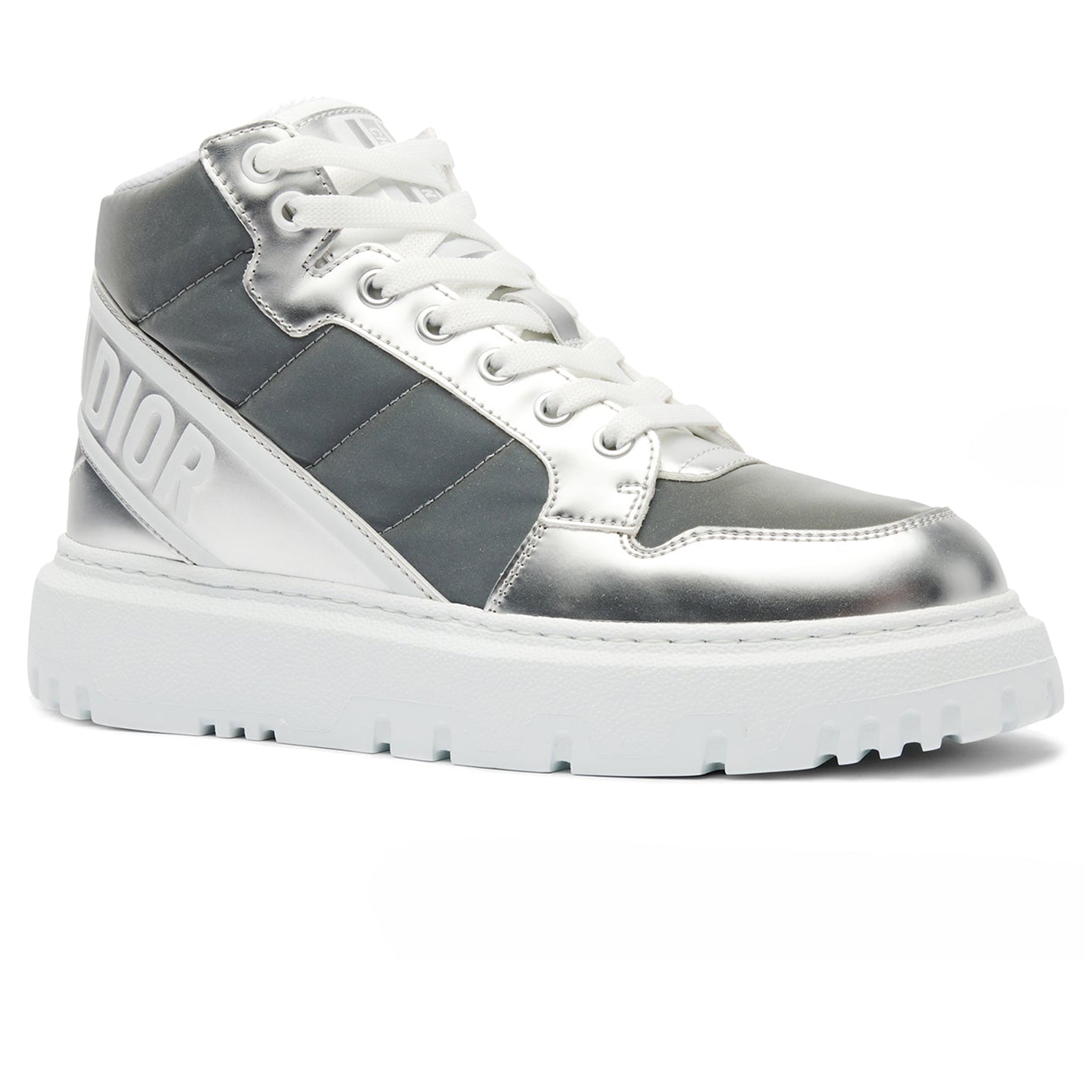 Image of Dior D-Player Grey Reflective Quilted Nylon Sneaker