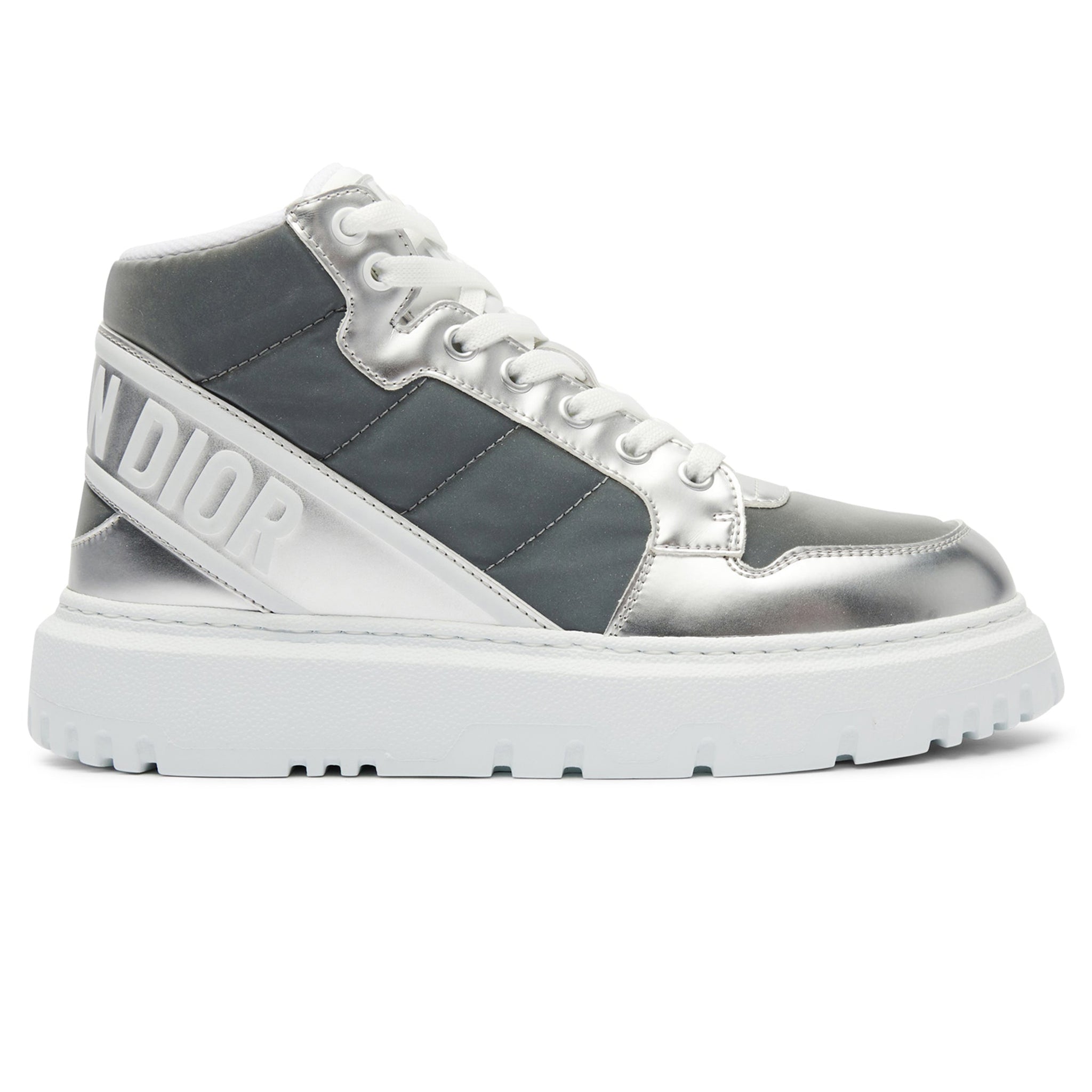 Image of Dior D-Player Grey Reflective Quilted Nylon Sneaker