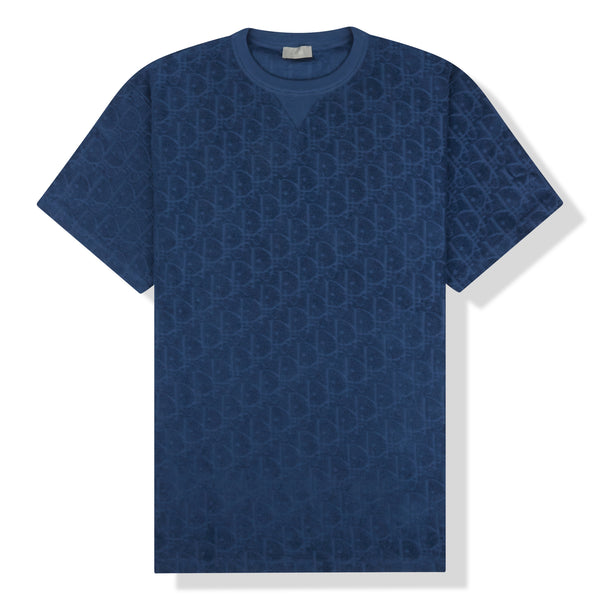Dior Oblique Polo Shirt Blue Cotton Jacquard