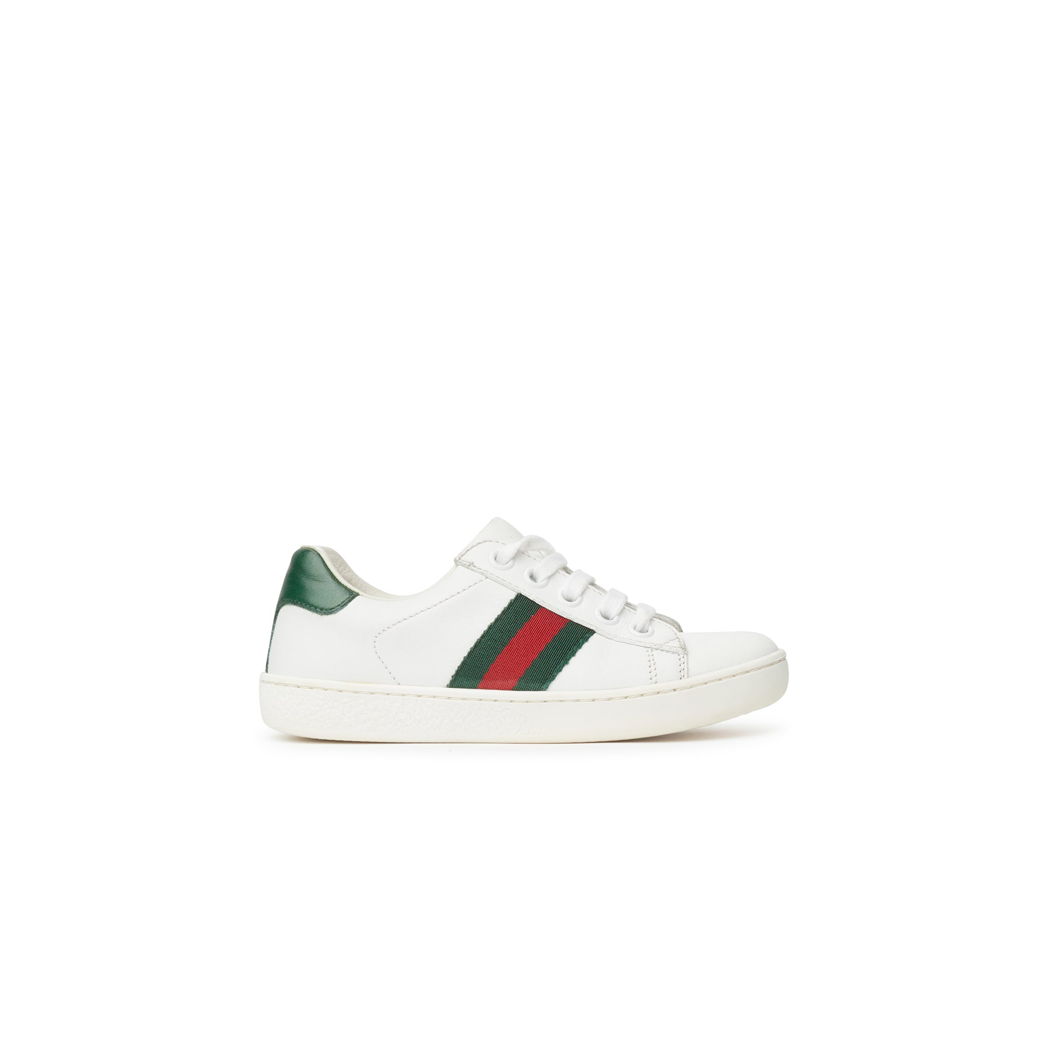 Preloved - Gucci Ace Leather Lace Up White Kids Sneaker