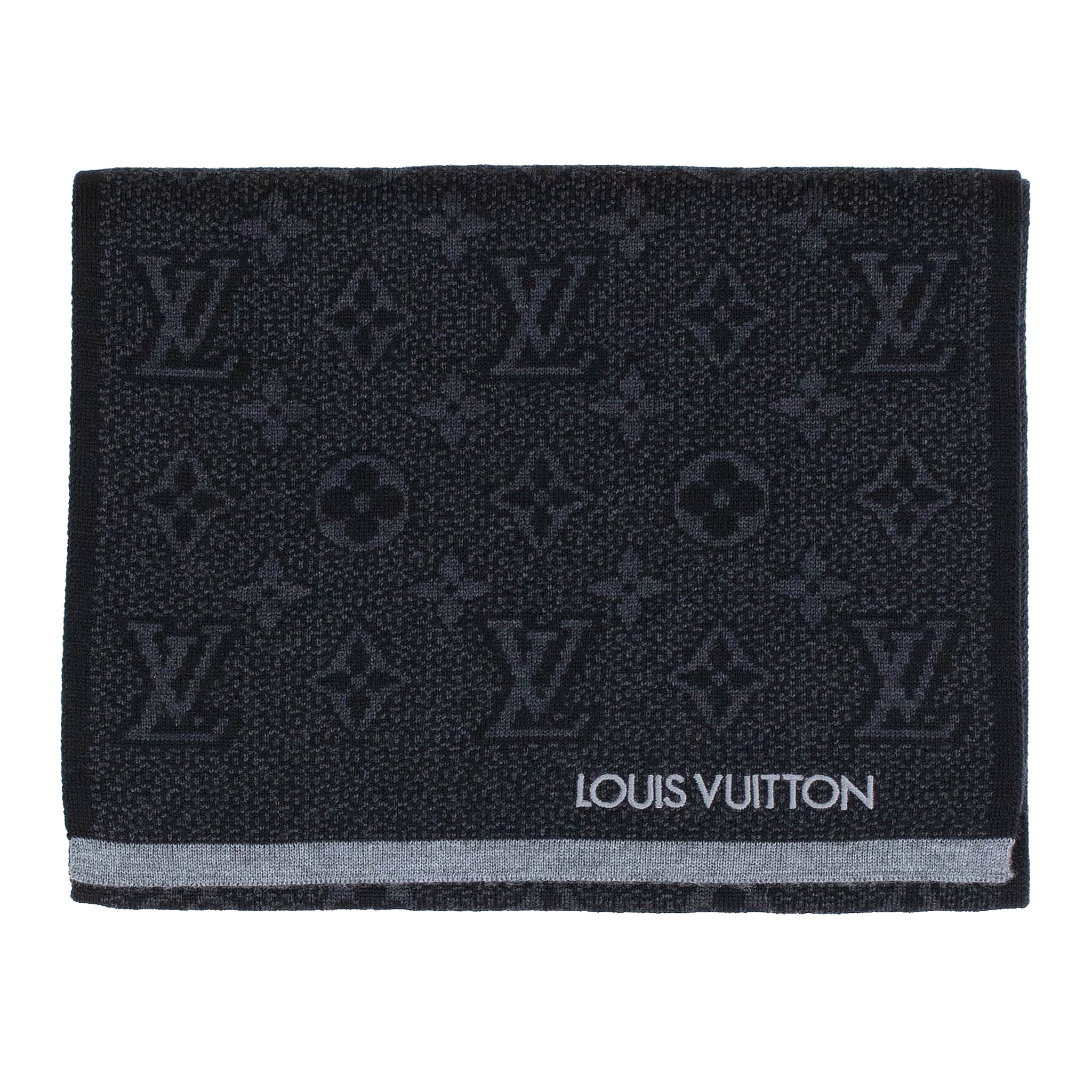 Châle monogram shine silk scarf Louis Vuitton Blue in Silk  31349078
