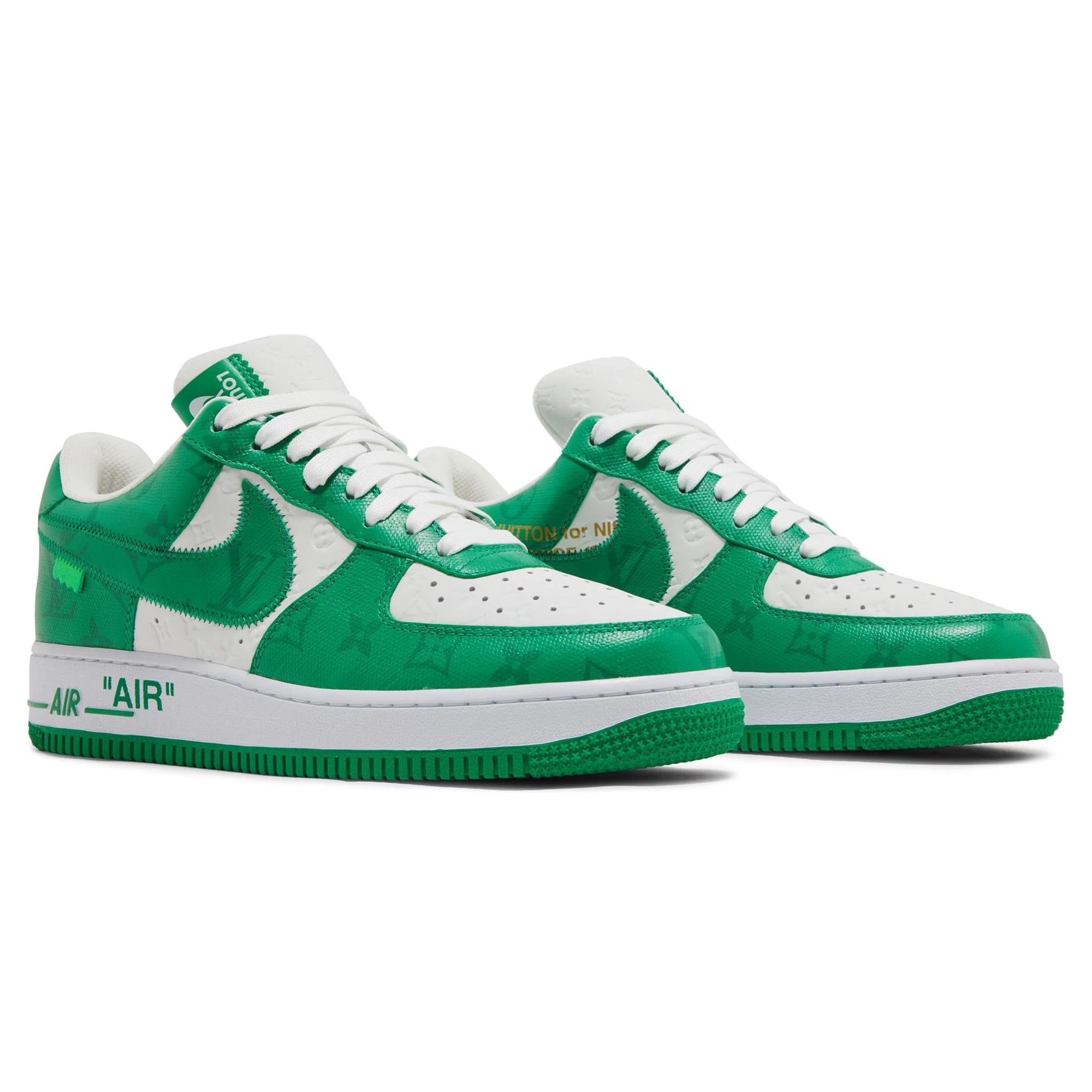 Louis Vuitton X Nike By Virgil Abloh Green/White Monogram Embossed Leather  Nike Air Force 1 Low Top Sneakers Size 39 Louis Vuitton